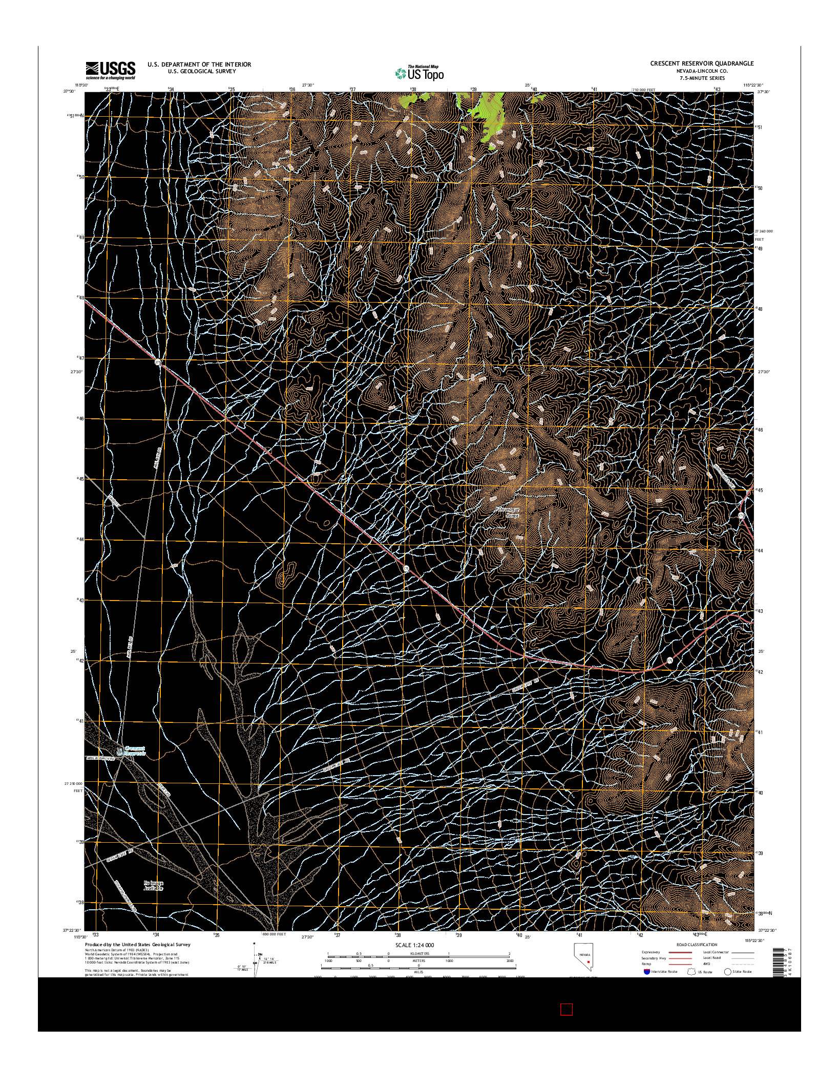 USGS US TOPO 7.5-MINUTE MAP FOR CRESCENT RESERVOIR, NV 2015