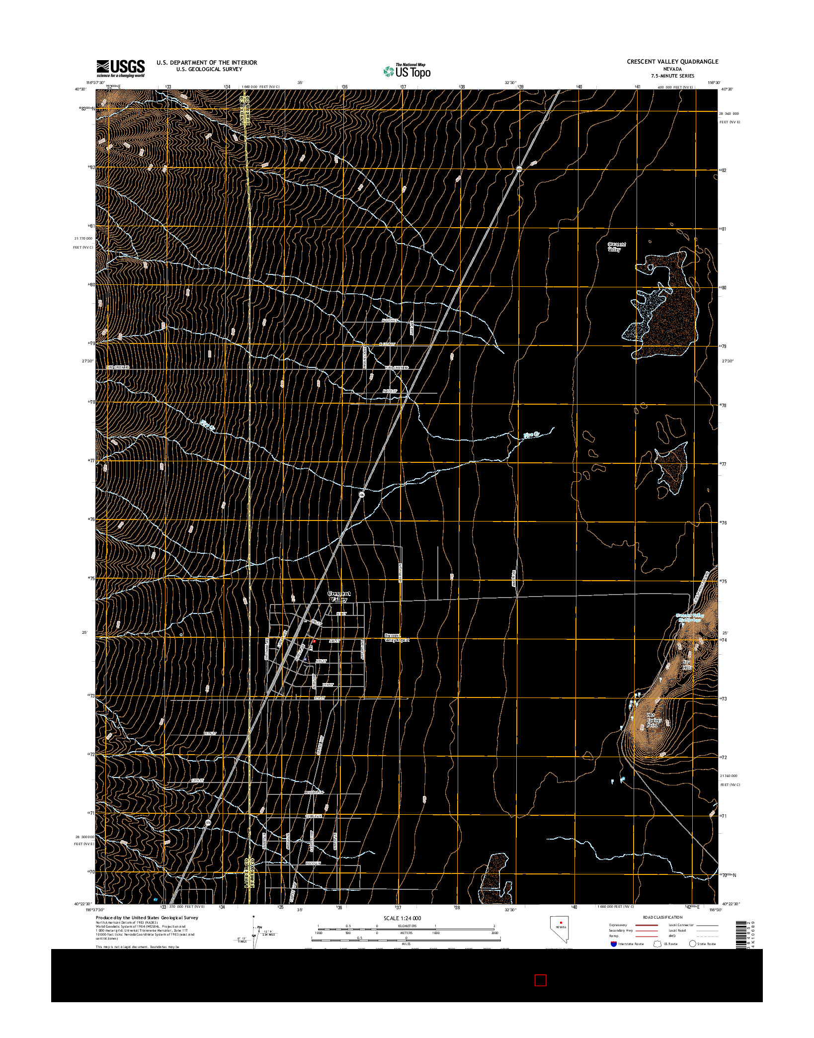 USGS US TOPO 7.5-MINUTE MAP FOR CRESCENT VALLEY, NV 2015