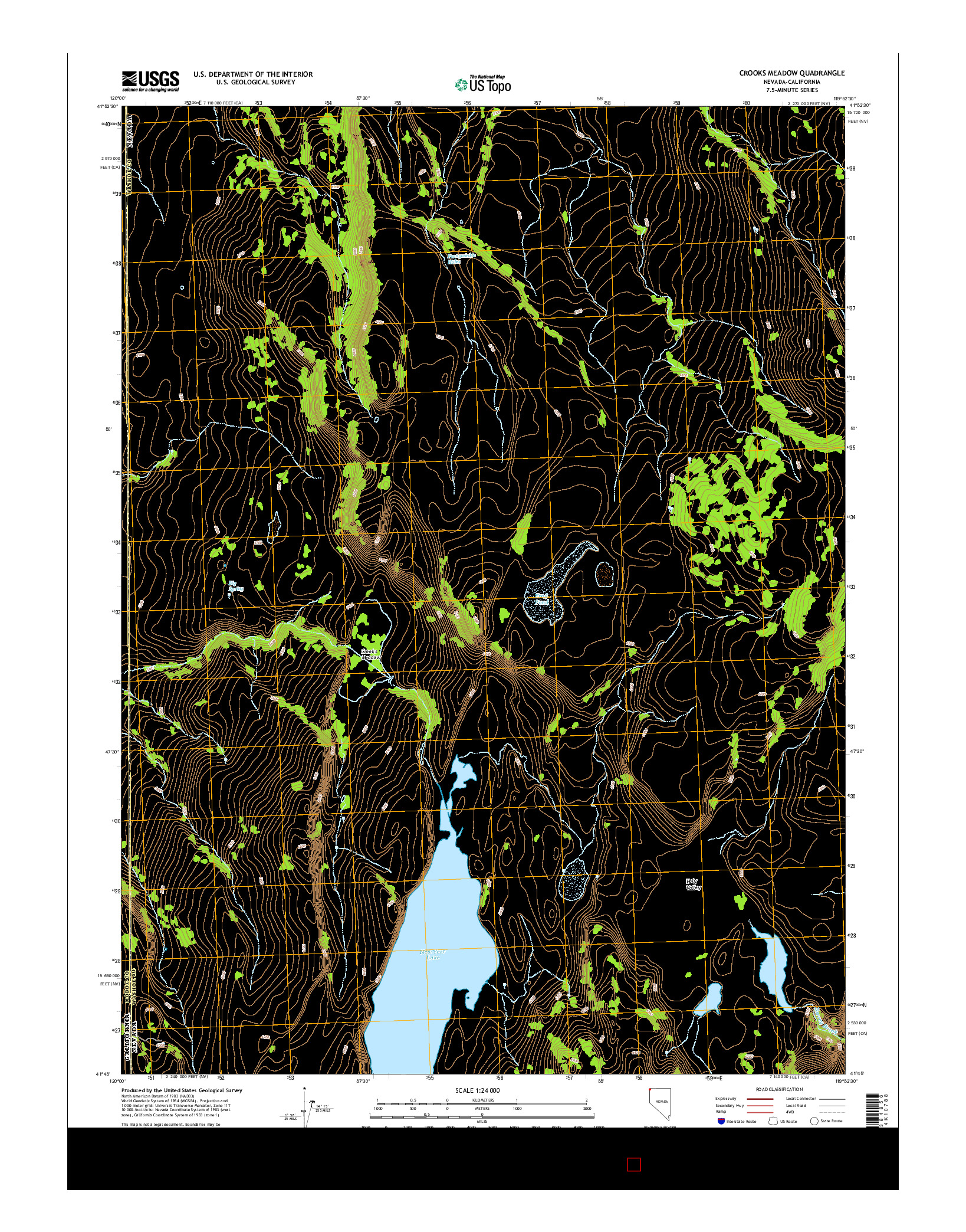 USGS US TOPO 7.5-MINUTE MAP FOR CROOKS MEADOW, NV-CA 2015