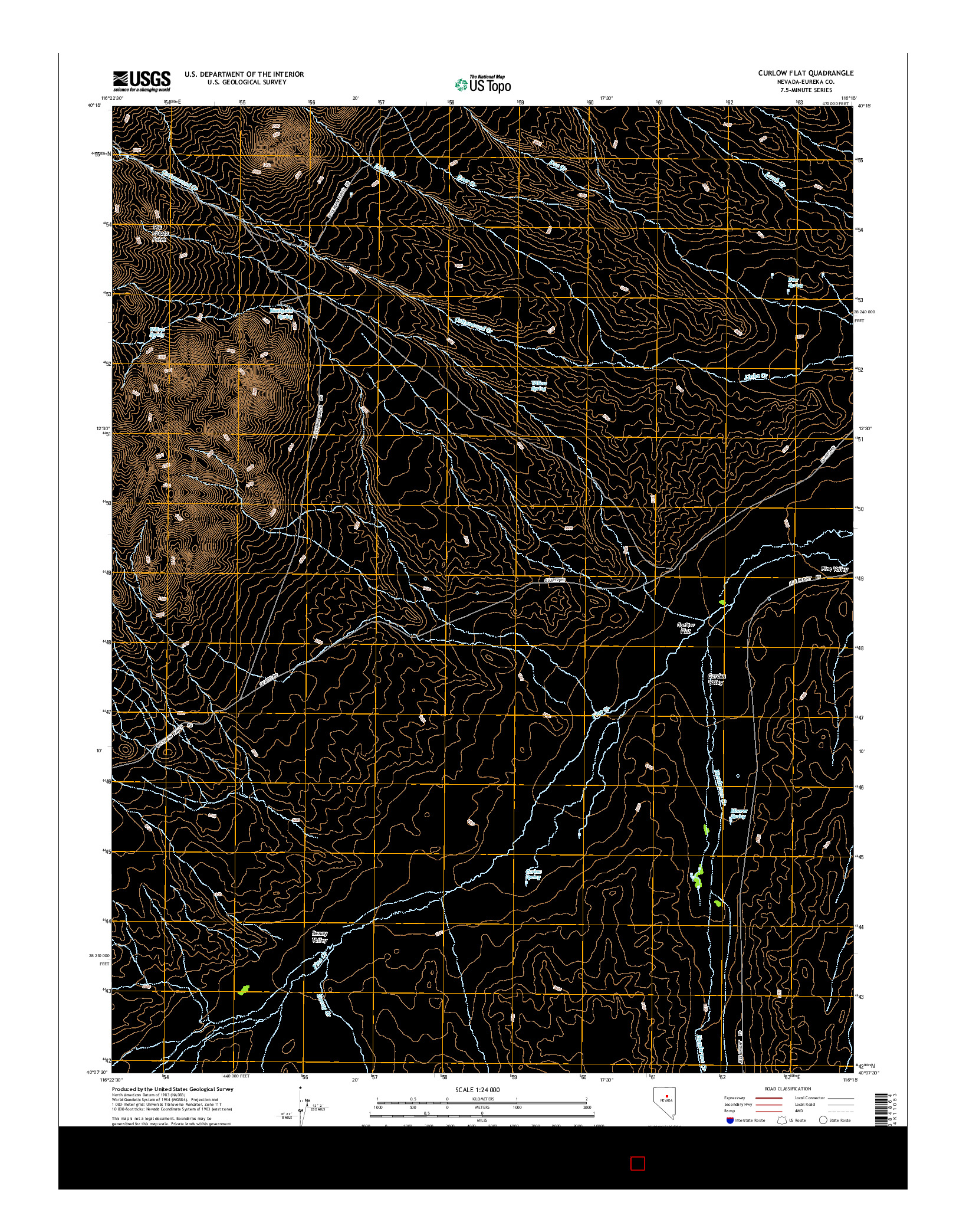 USGS US TOPO 7.5-MINUTE MAP FOR CURLOW FLAT, NV 2015