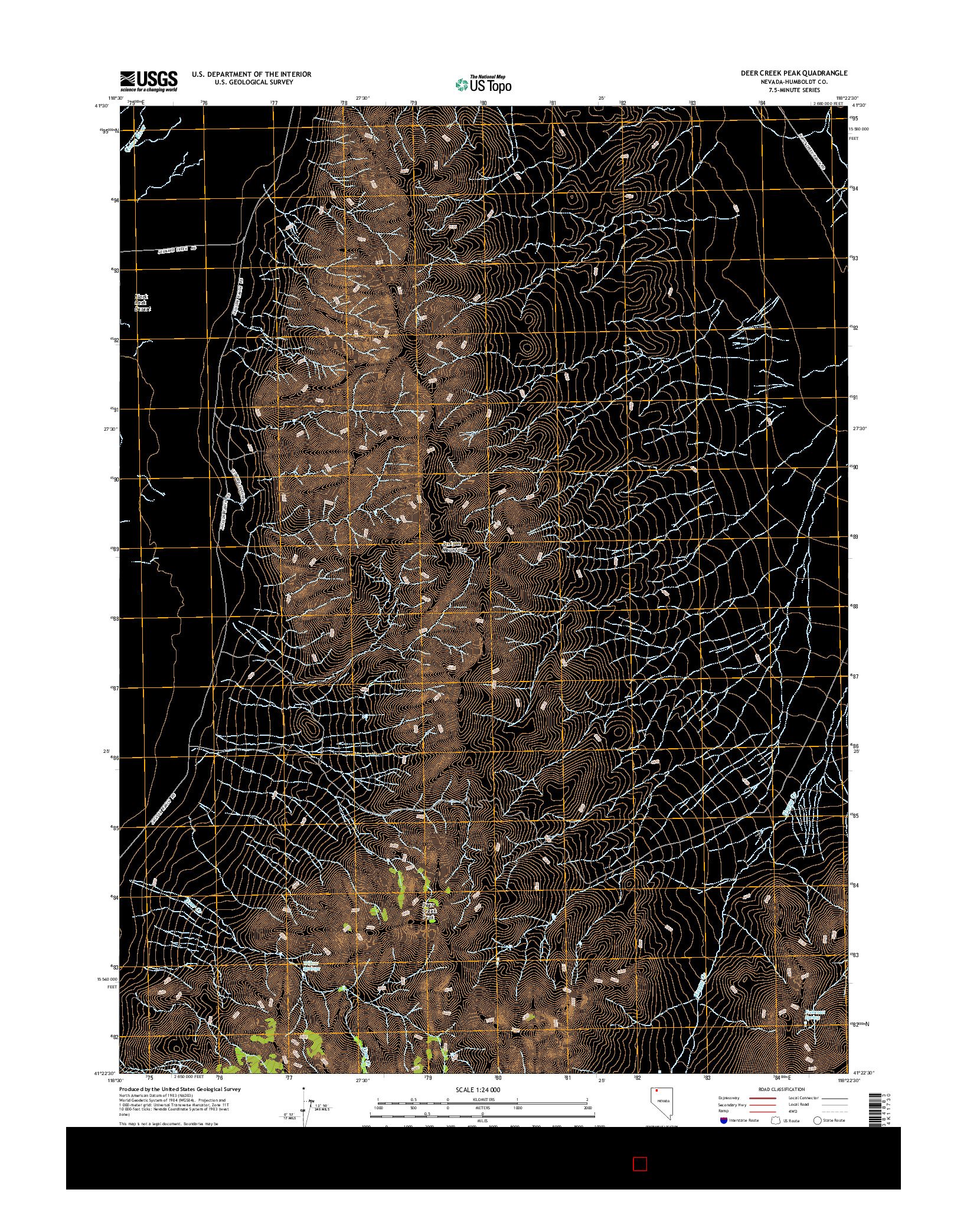 USGS US TOPO 7.5-MINUTE MAP FOR DEER CREEK PEAK, NV 2015