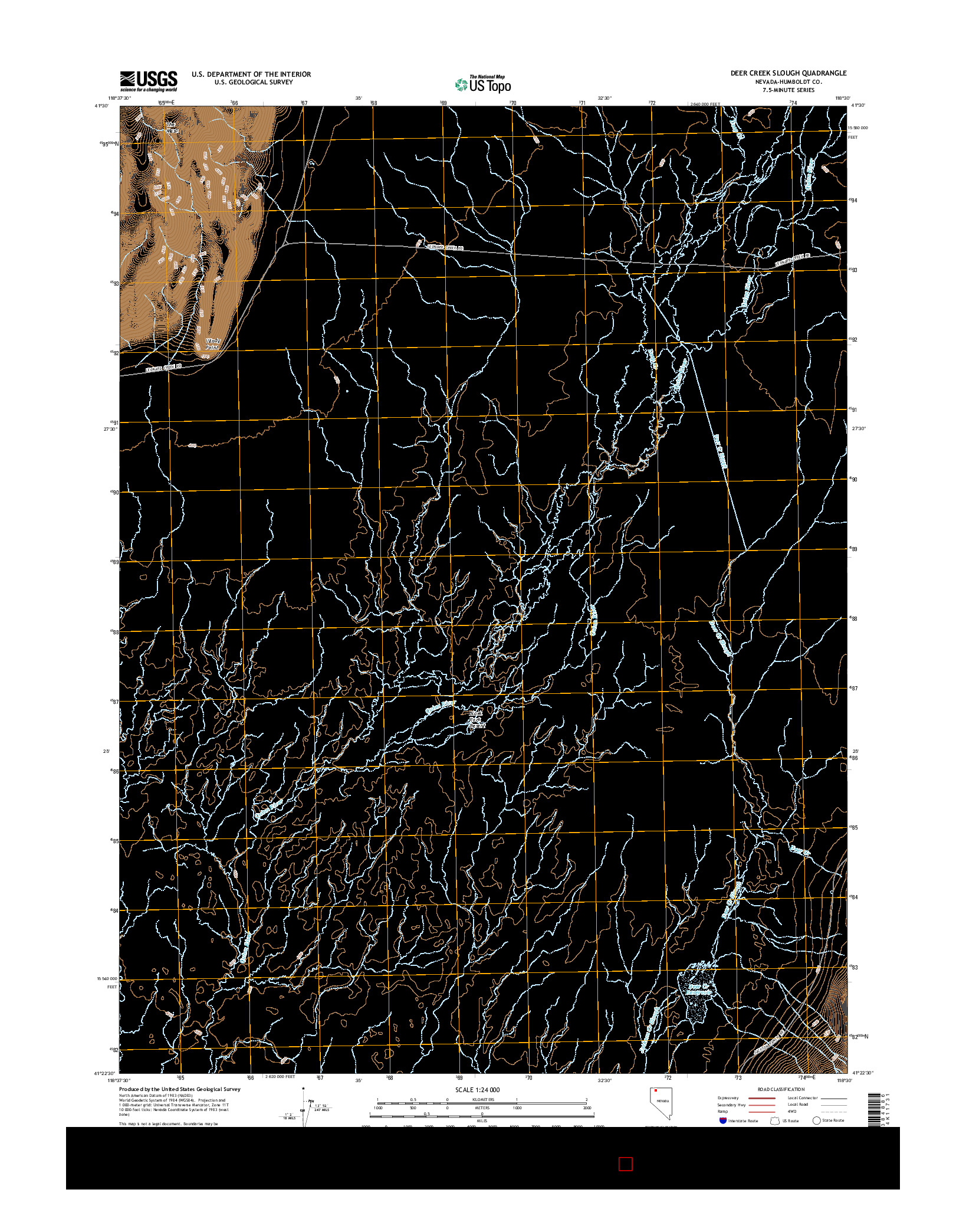 USGS US TOPO 7.5-MINUTE MAP FOR DEER CREEK SLOUGH, NV 2015