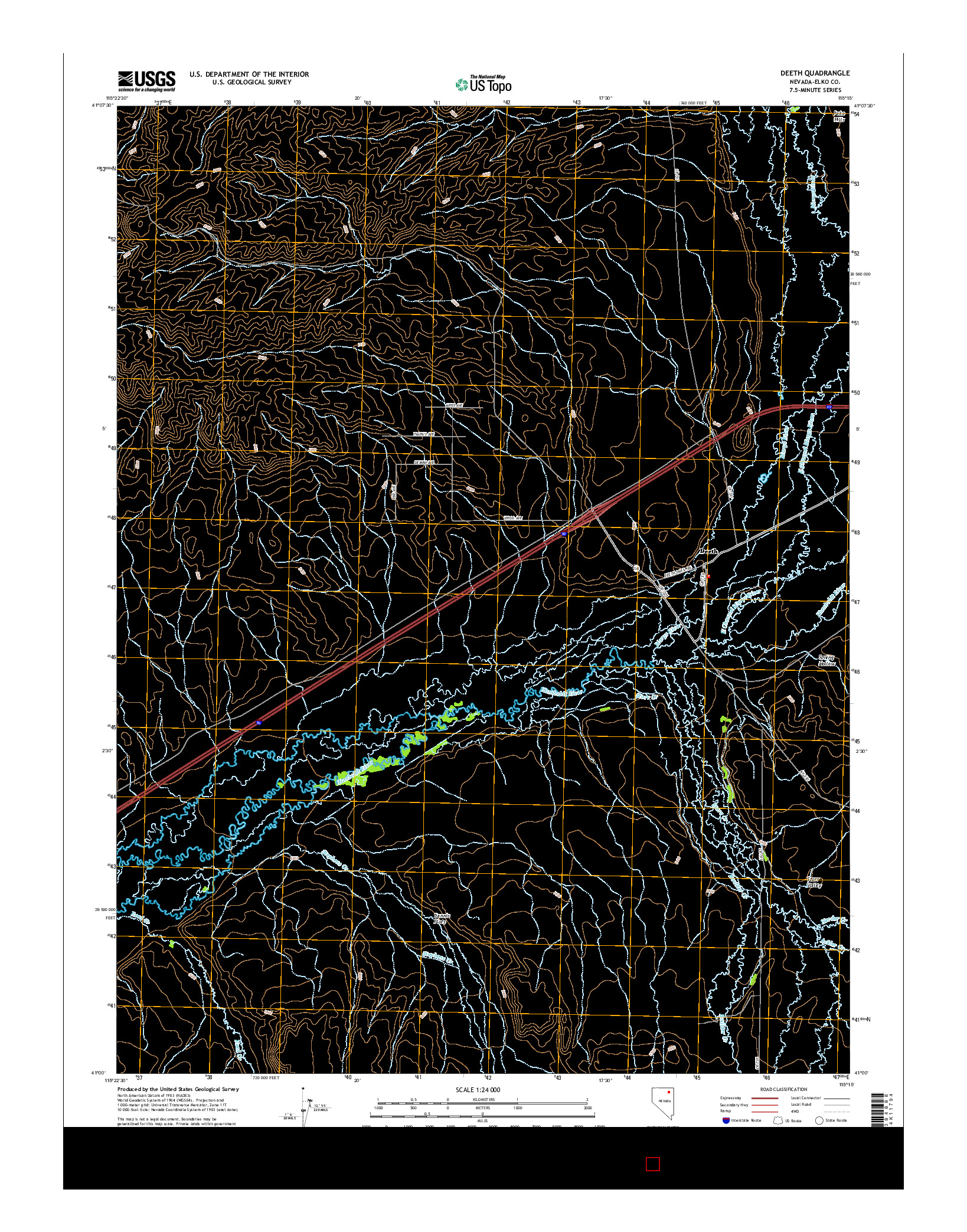 USGS US TOPO 7.5-MINUTE MAP FOR DEETH, NV 2015