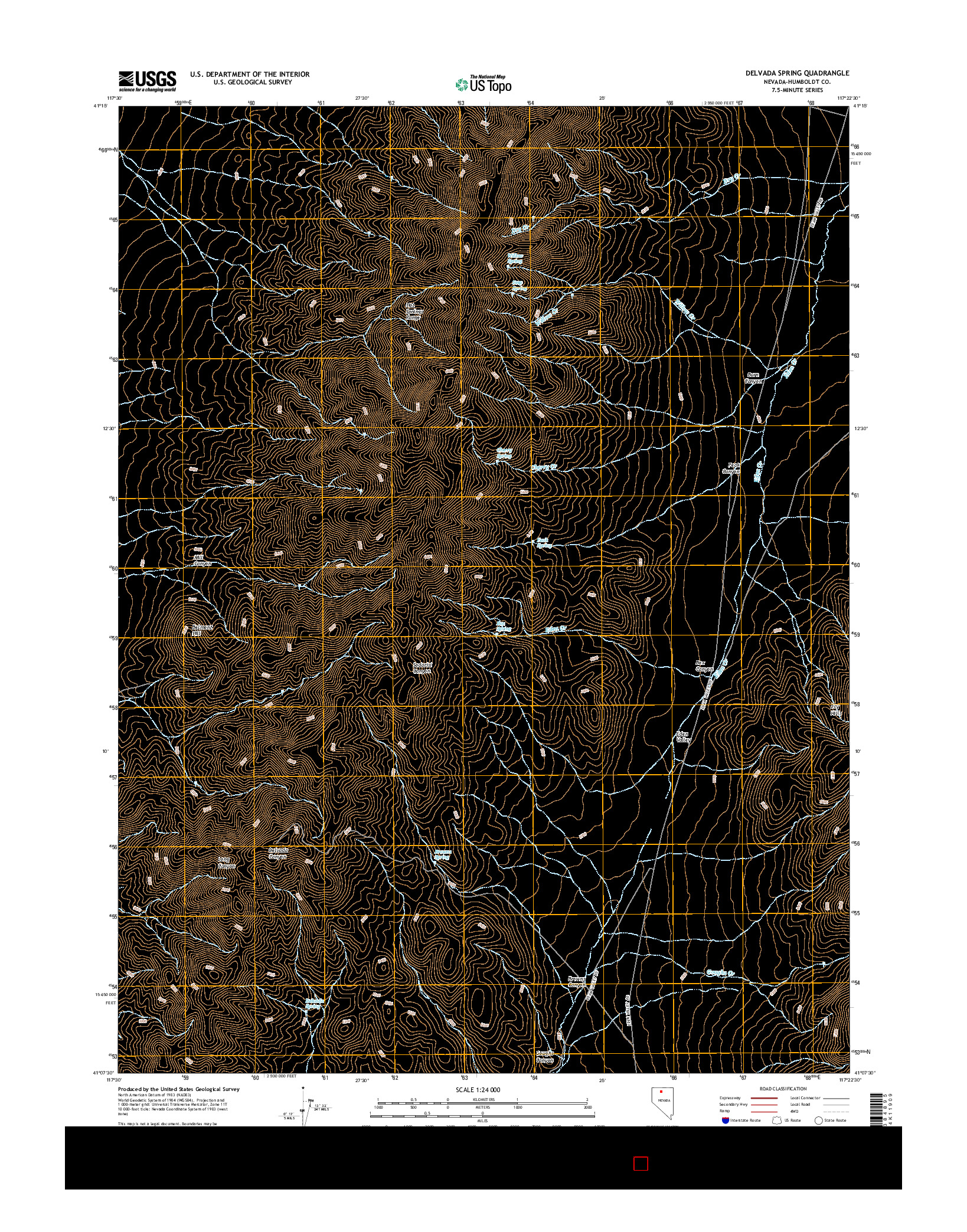 USGS US TOPO 7.5-MINUTE MAP FOR DELVADA SPRING, NV 2015
