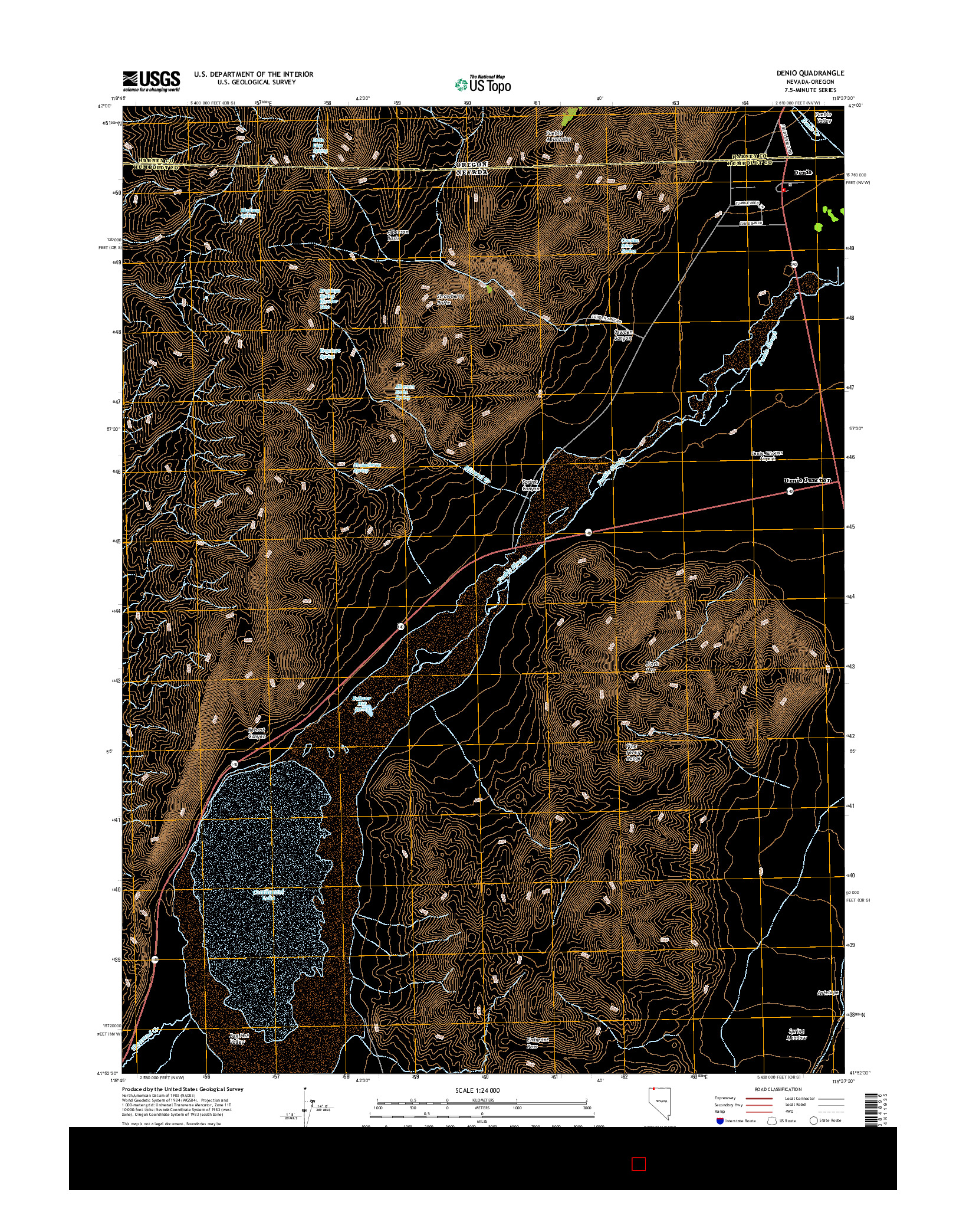 USGS US TOPO 7.5-MINUTE MAP FOR DENIO, NV-OR 2015
