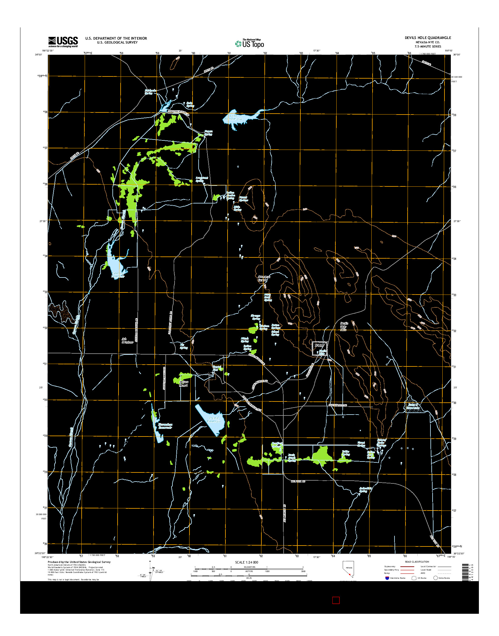 USGS US TOPO 7.5-MINUTE MAP FOR DEVILS HOLE, NV 2015