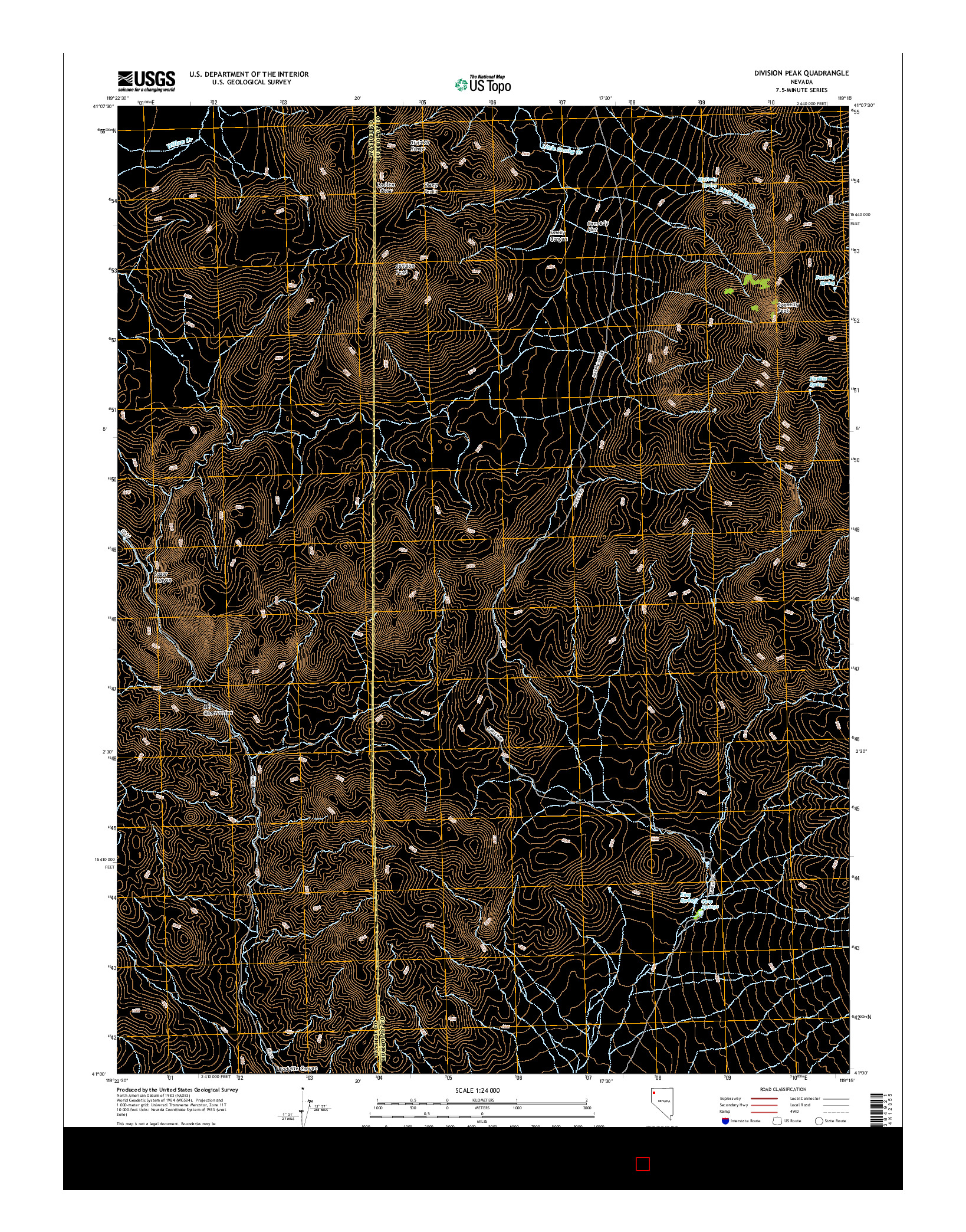 USGS US TOPO 7.5-MINUTE MAP FOR DIVISION PEAK, NV 2015