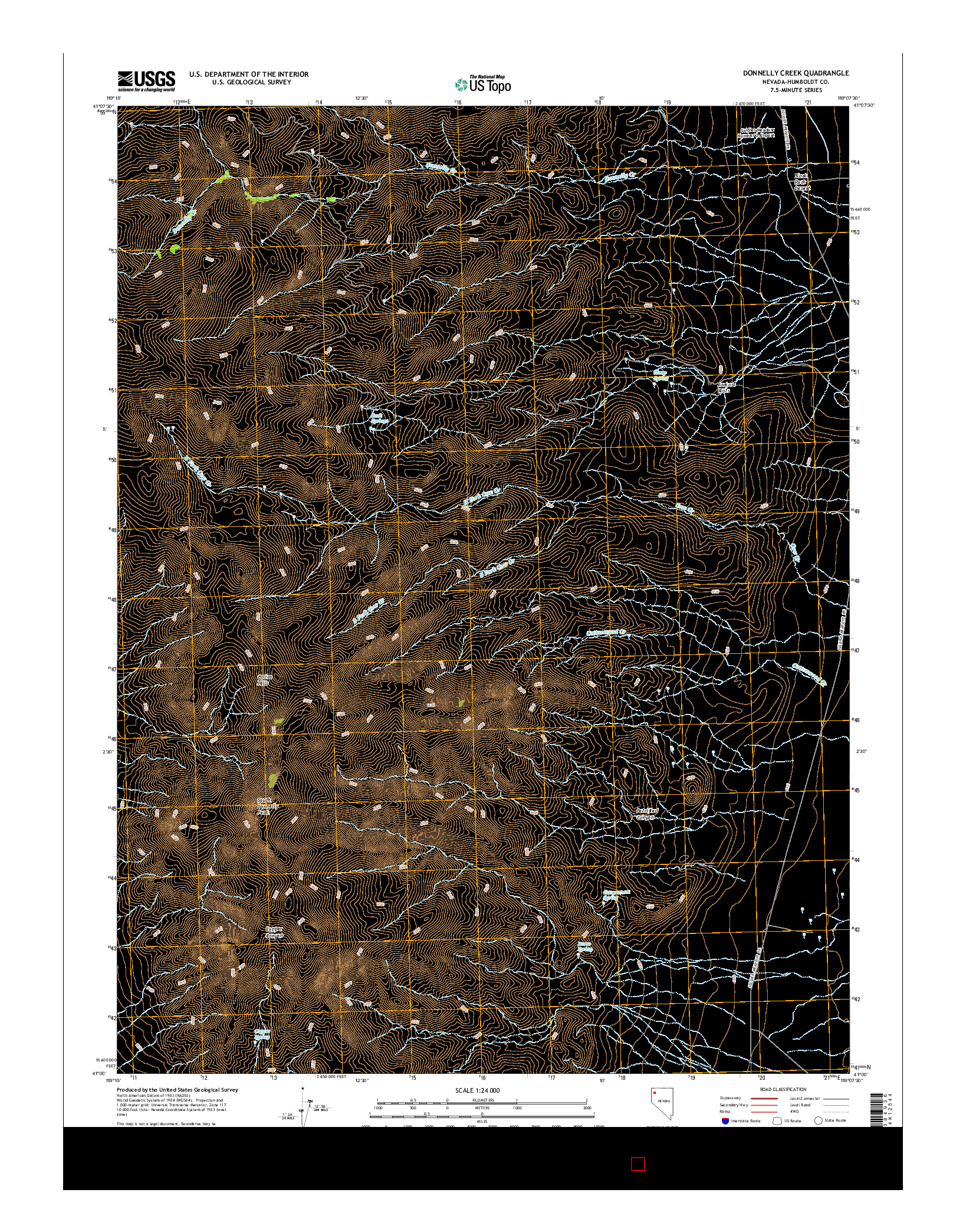 USGS US TOPO 7.5-MINUTE MAP FOR DONNELLY CREEK, NV 2015