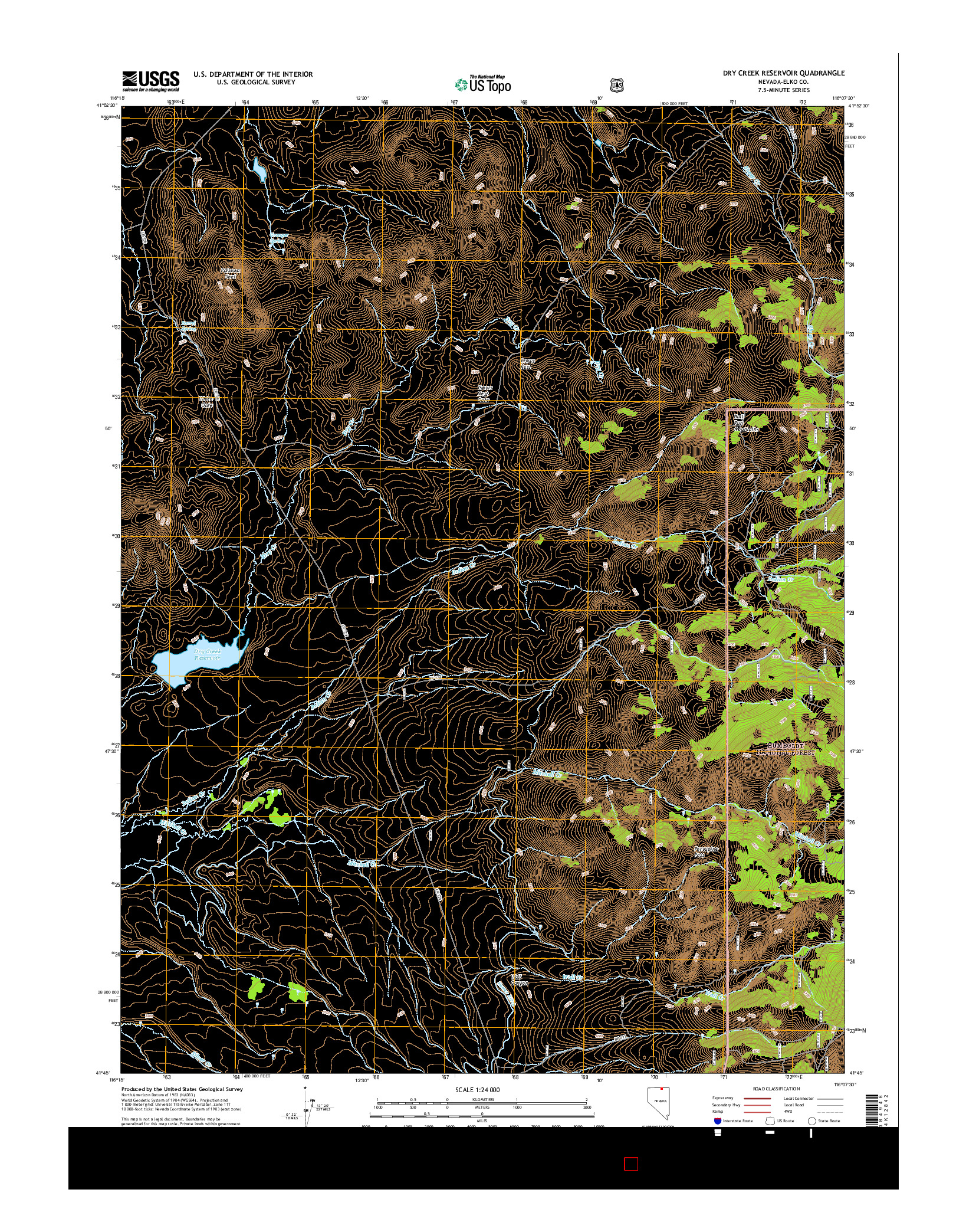 USGS US TOPO 7.5-MINUTE MAP FOR DRY CREEK RESERVOIR, NV 2015