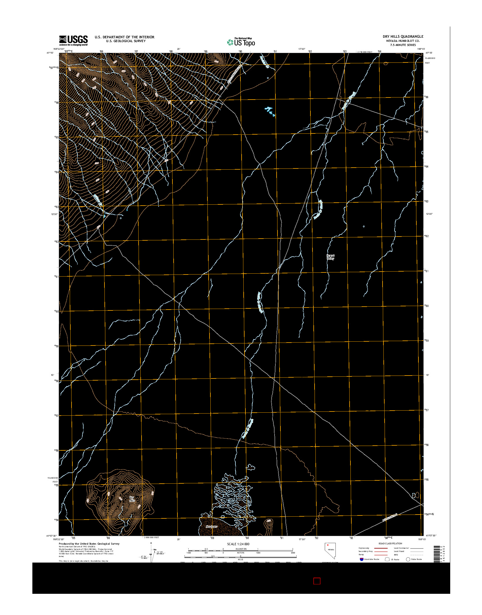 USGS US TOPO 7.5-MINUTE MAP FOR DRY HILLS, NV 2015