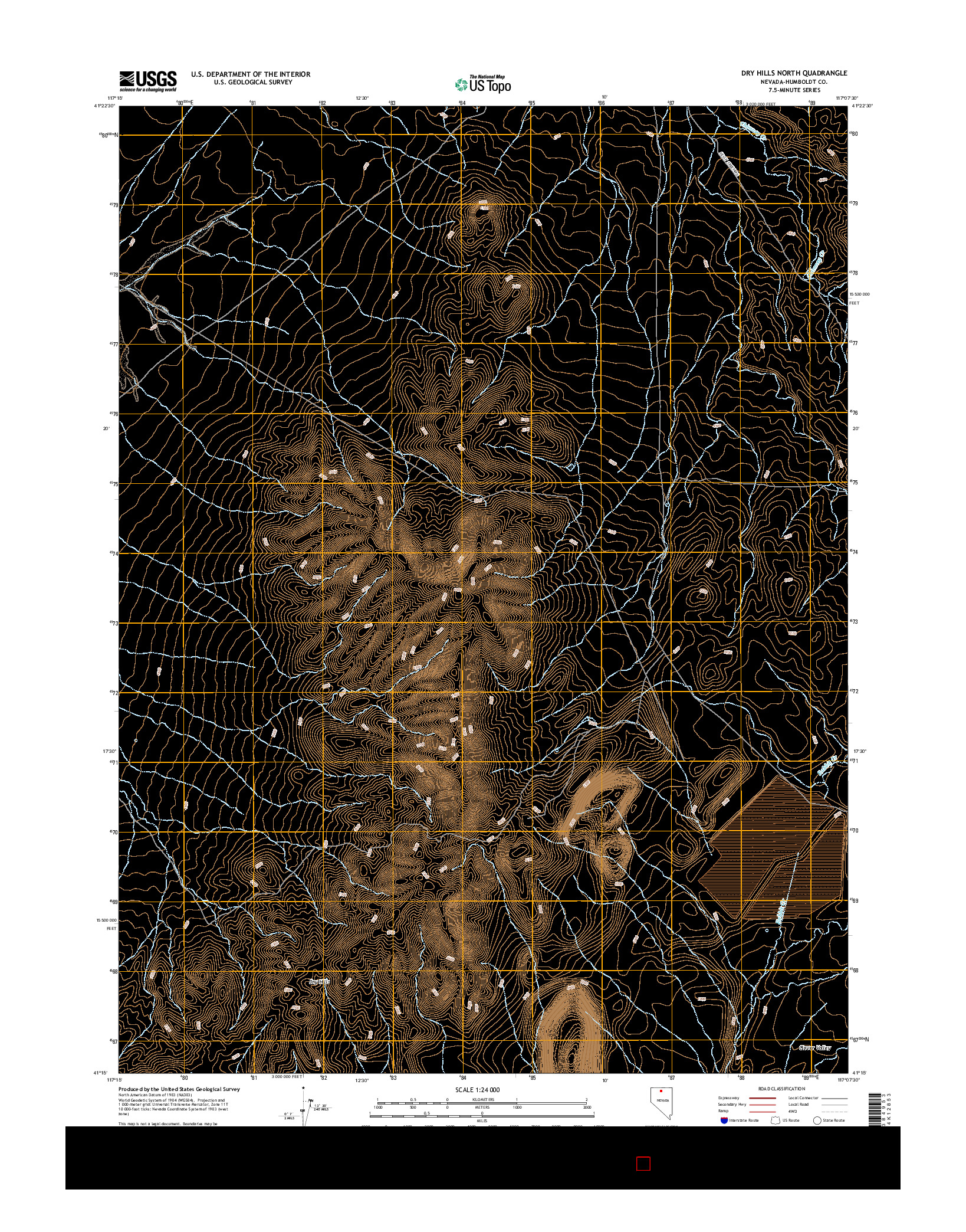 USGS US TOPO 7.5-MINUTE MAP FOR DRY HILLS NORTH, NV 2015