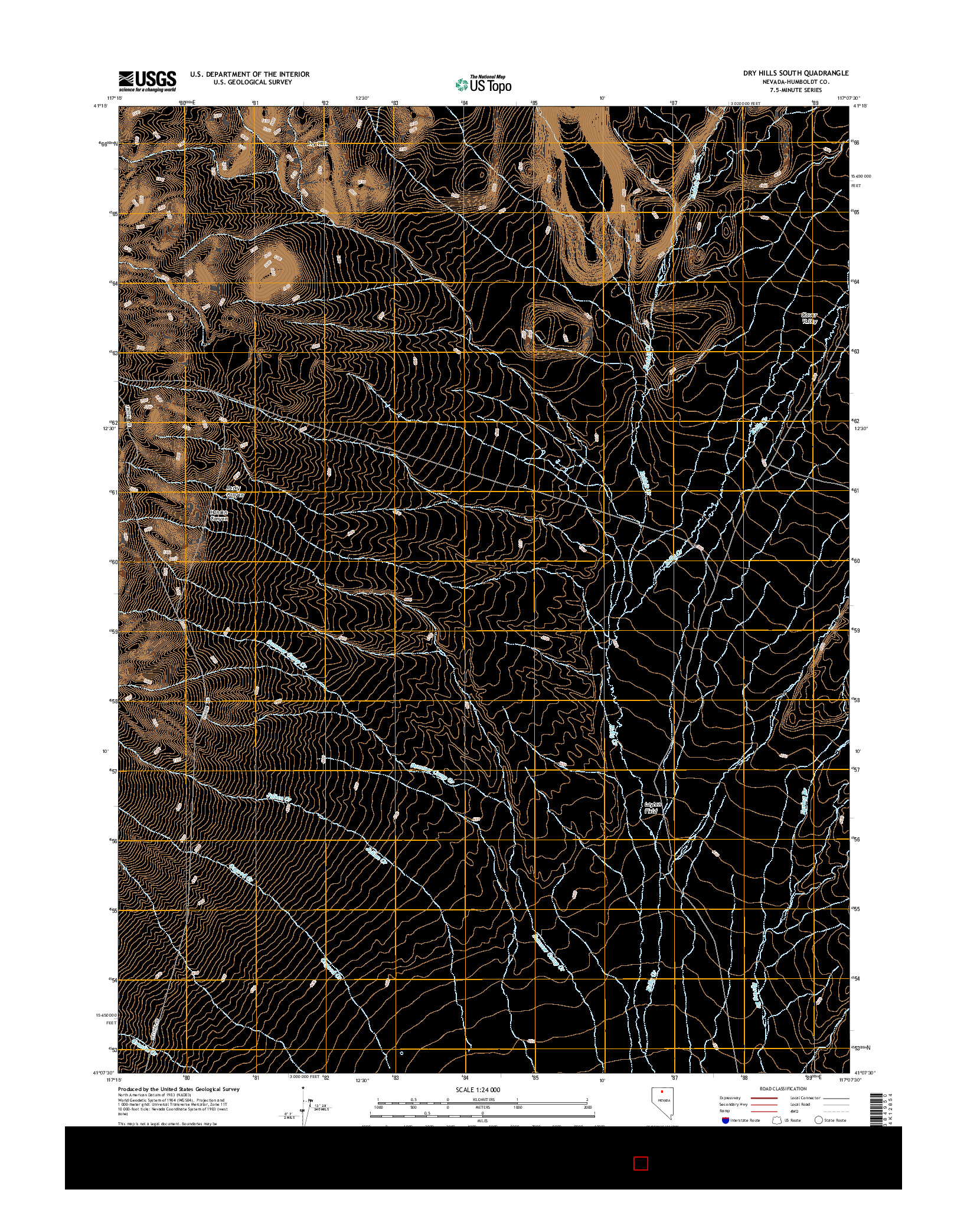 USGS US TOPO 7.5-MINUTE MAP FOR DRY HILLS SOUTH, NV 2015