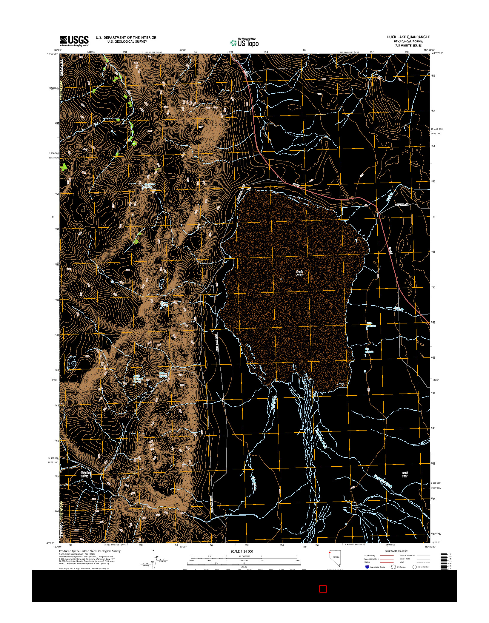 USGS US TOPO 7.5-MINUTE MAP FOR DUCK LAKE, NV-CA 2015