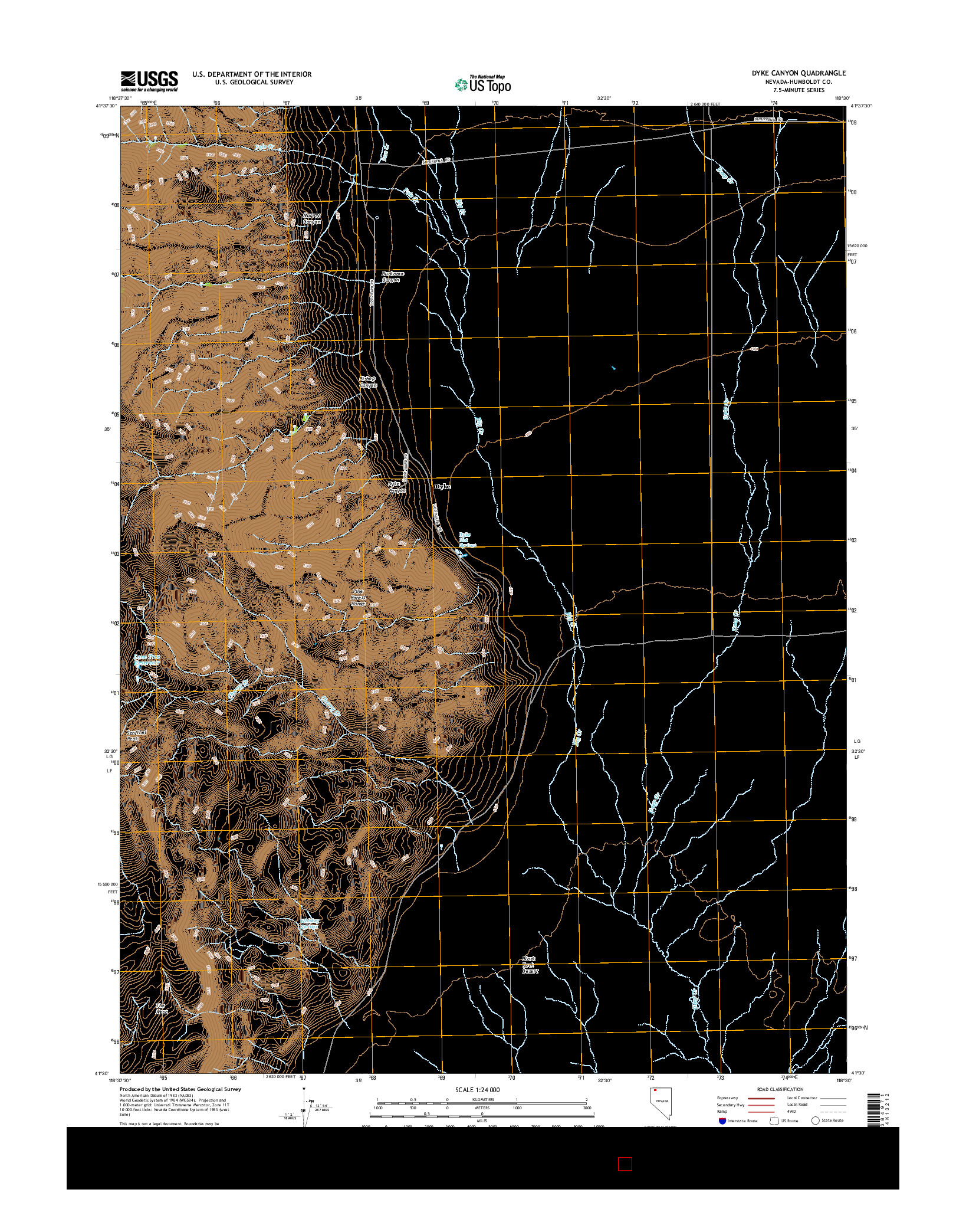 USGS US TOPO 7.5-MINUTE MAP FOR DYKE CANYON, NV 2015