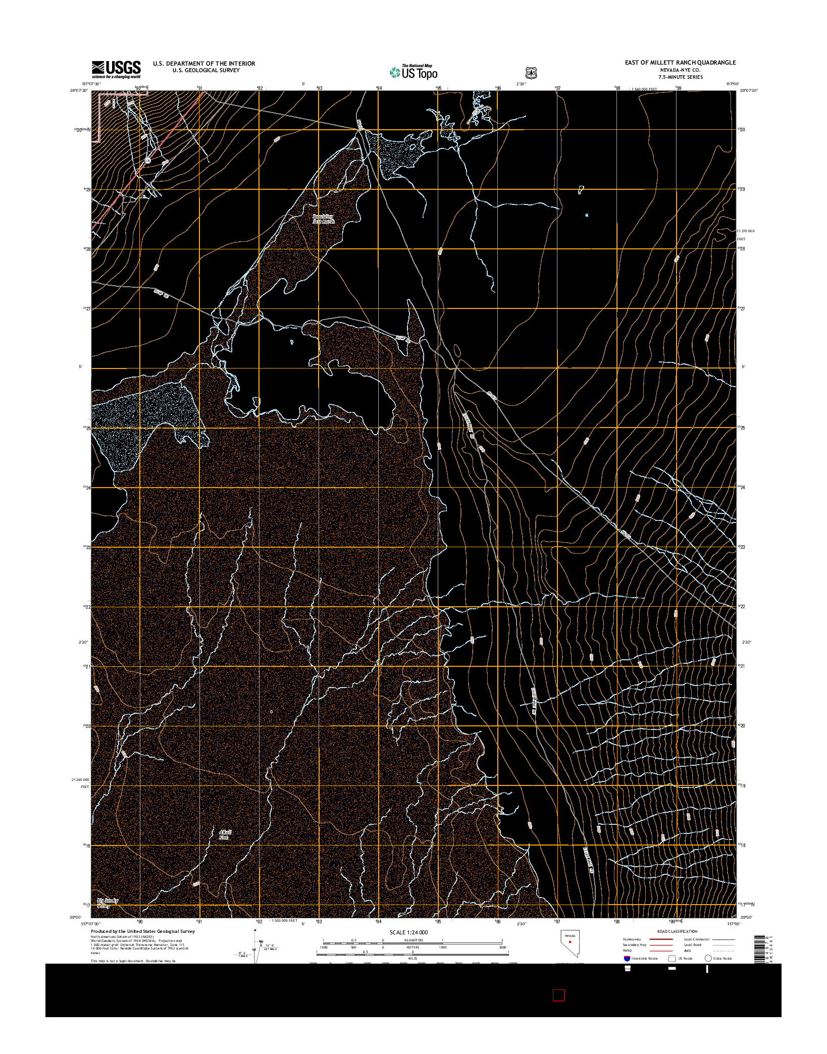 USGS US TOPO 7.5-MINUTE MAP FOR EAST OF MILLETT RANCH, NV 2015