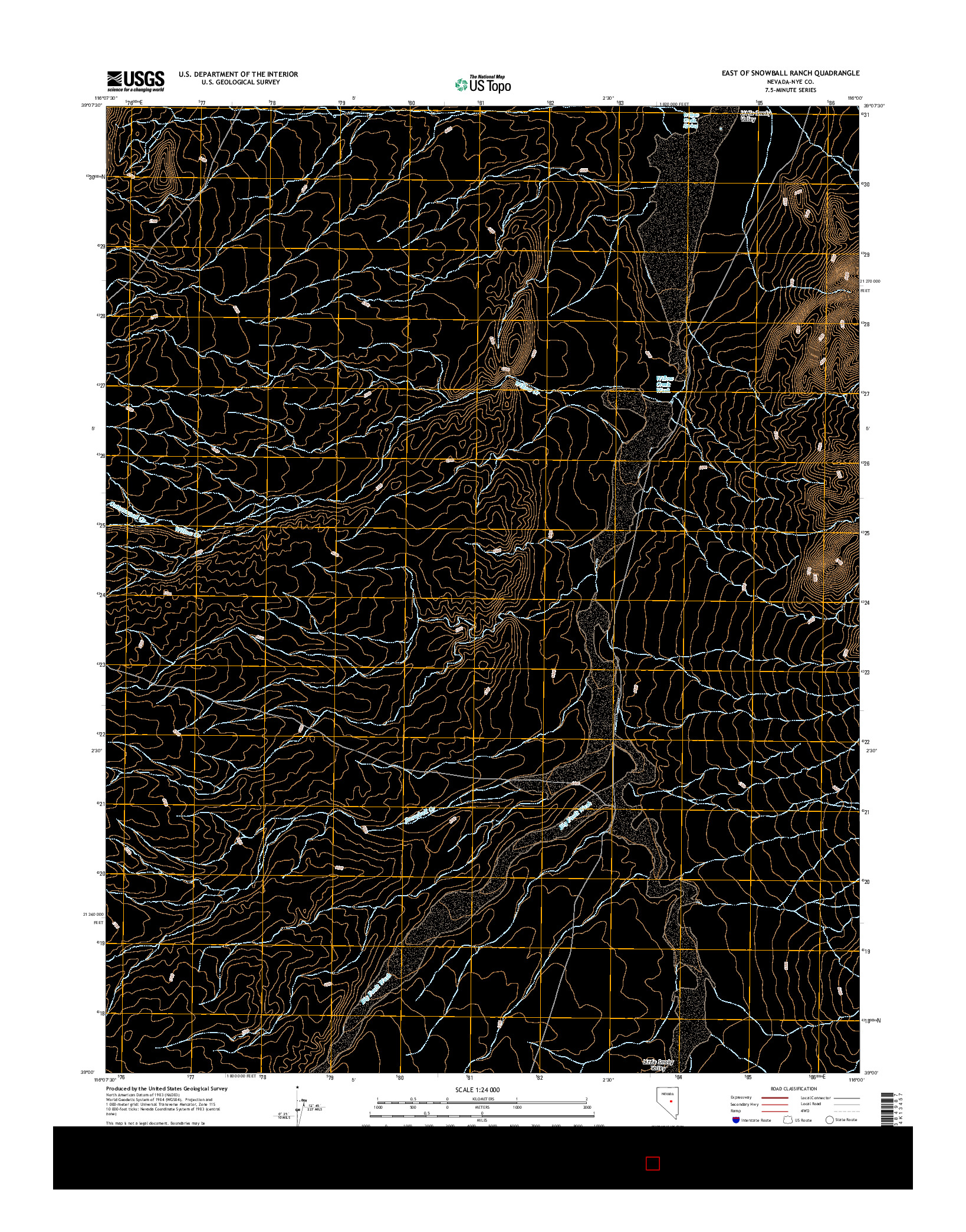 USGS US TOPO 7.5-MINUTE MAP FOR EAST OF SNOWBALL RANCH, NV 2015