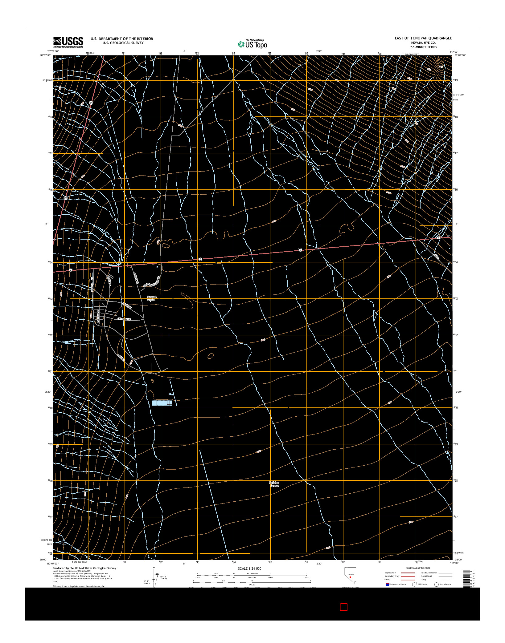 USGS US TOPO 7.5-MINUTE MAP FOR EAST OF TONOPAH, NV 2015