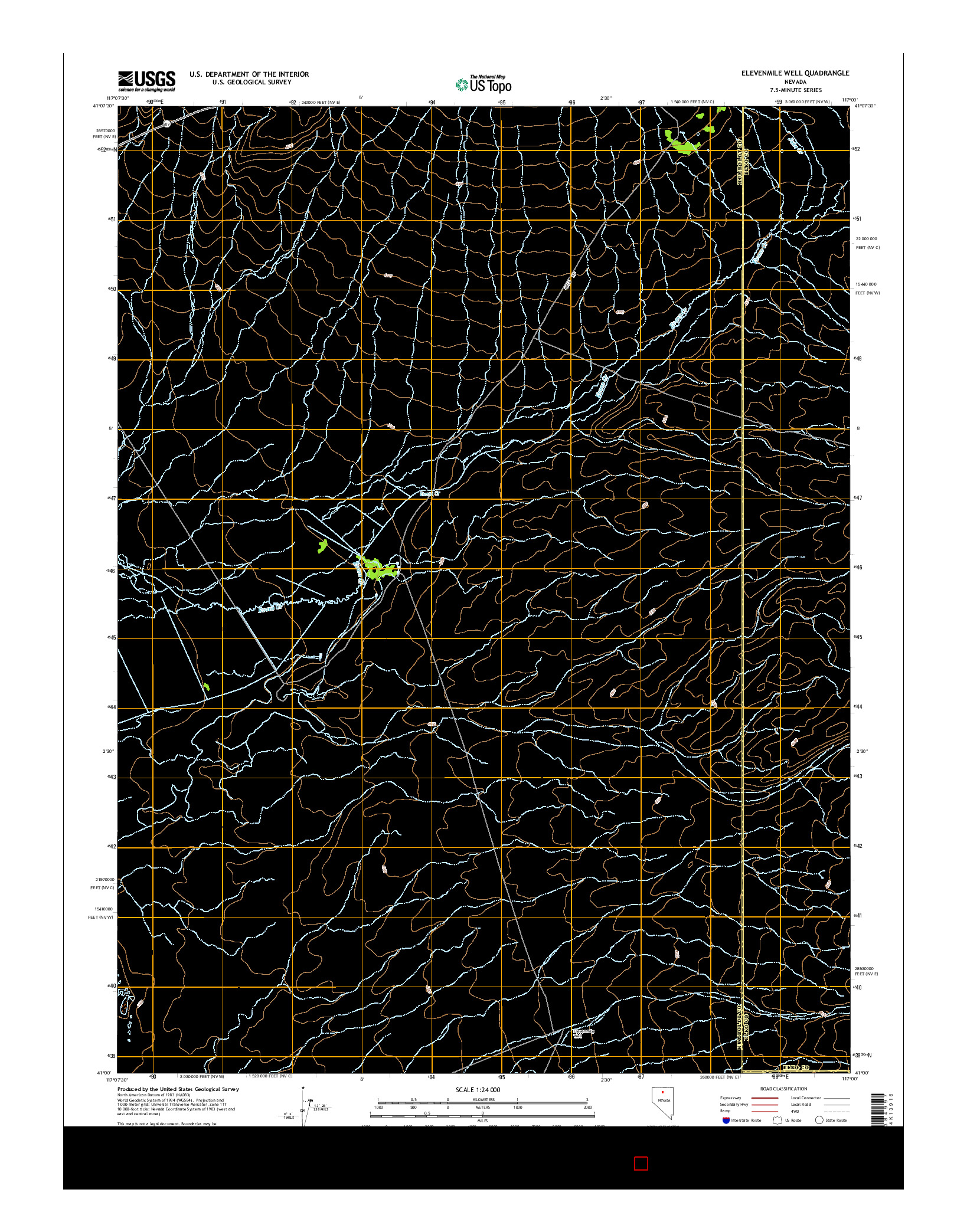 USGS US TOPO 7.5-MINUTE MAP FOR ELEVENMILE WELL, NV 2015
