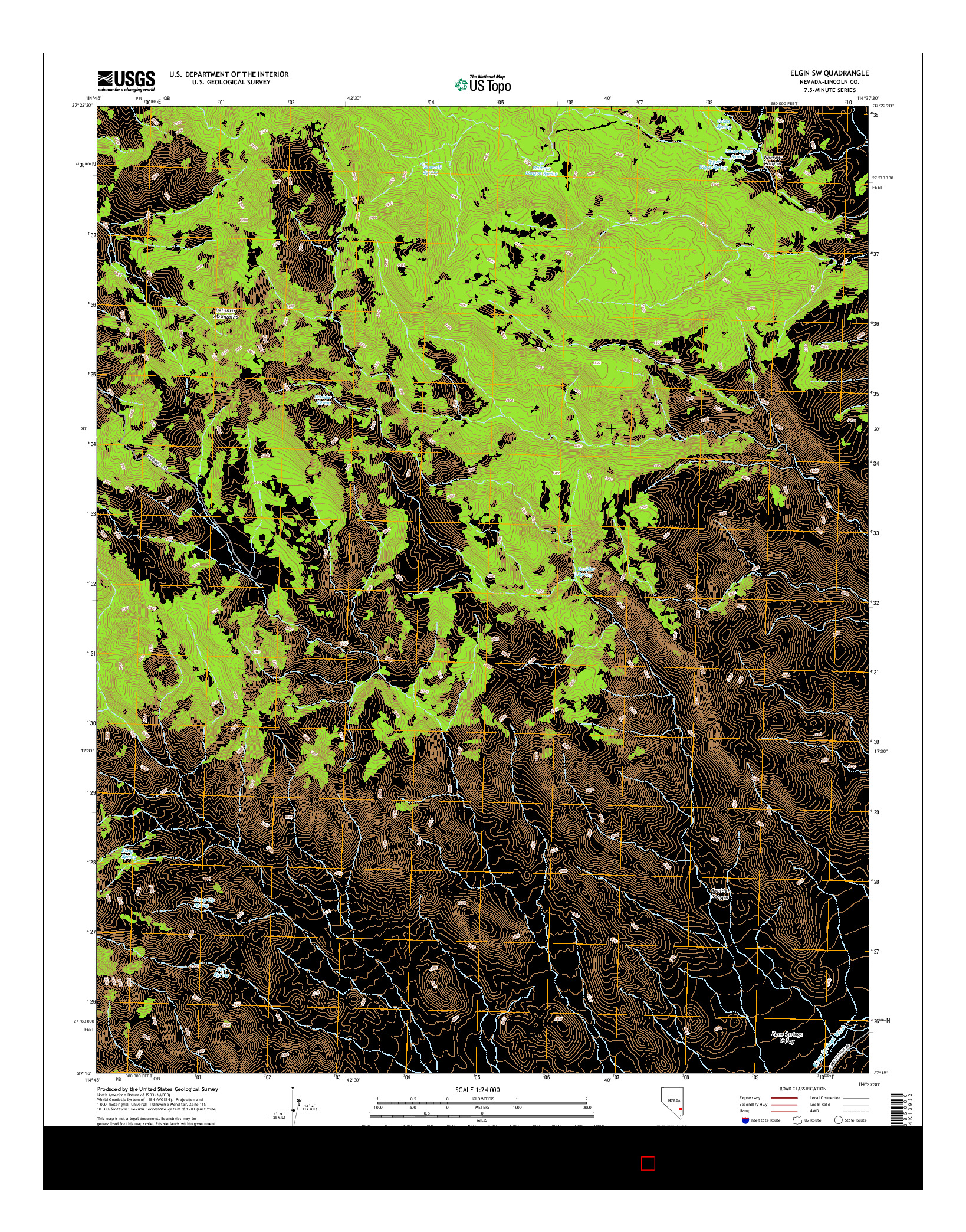 USGS US TOPO 7.5-MINUTE MAP FOR ELGIN SW, NV 2015