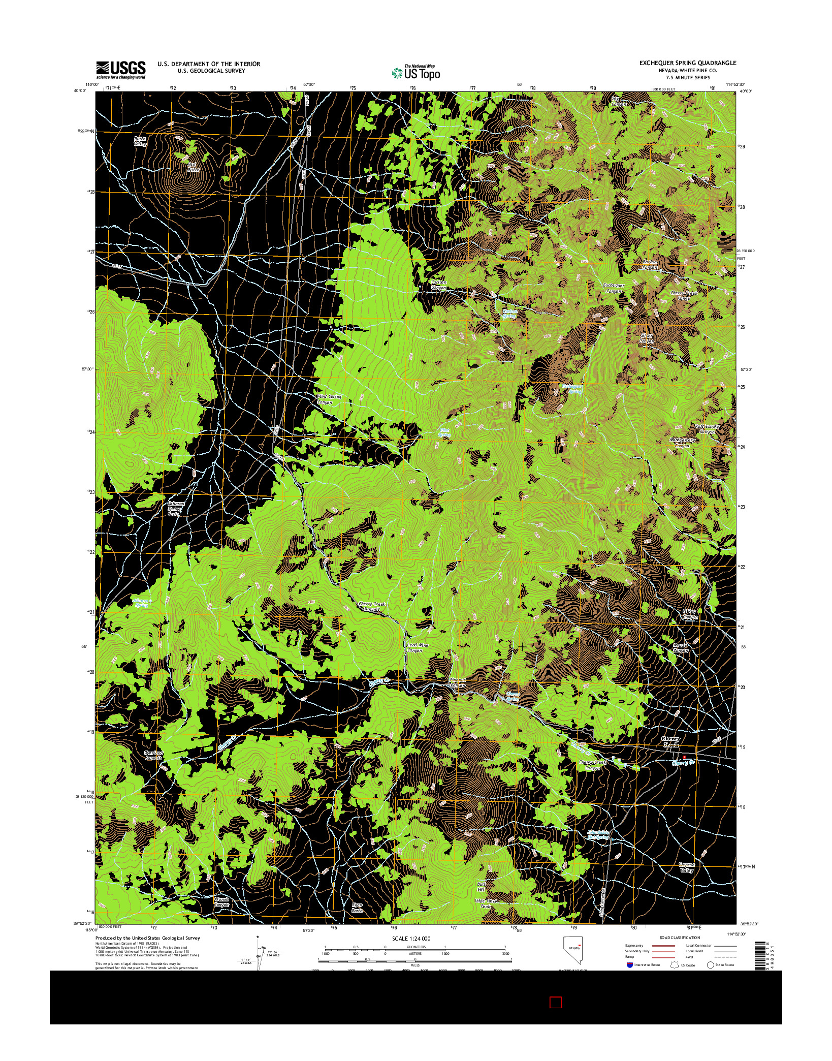 USGS US TOPO 7.5-MINUTE MAP FOR EXCHEQUER SPRING, NV 2015