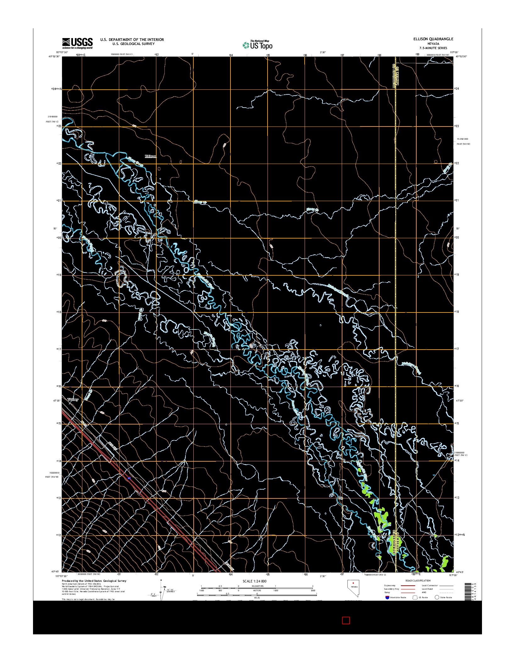USGS US TOPO 7.5-MINUTE MAP FOR ELLISON, NV 2015