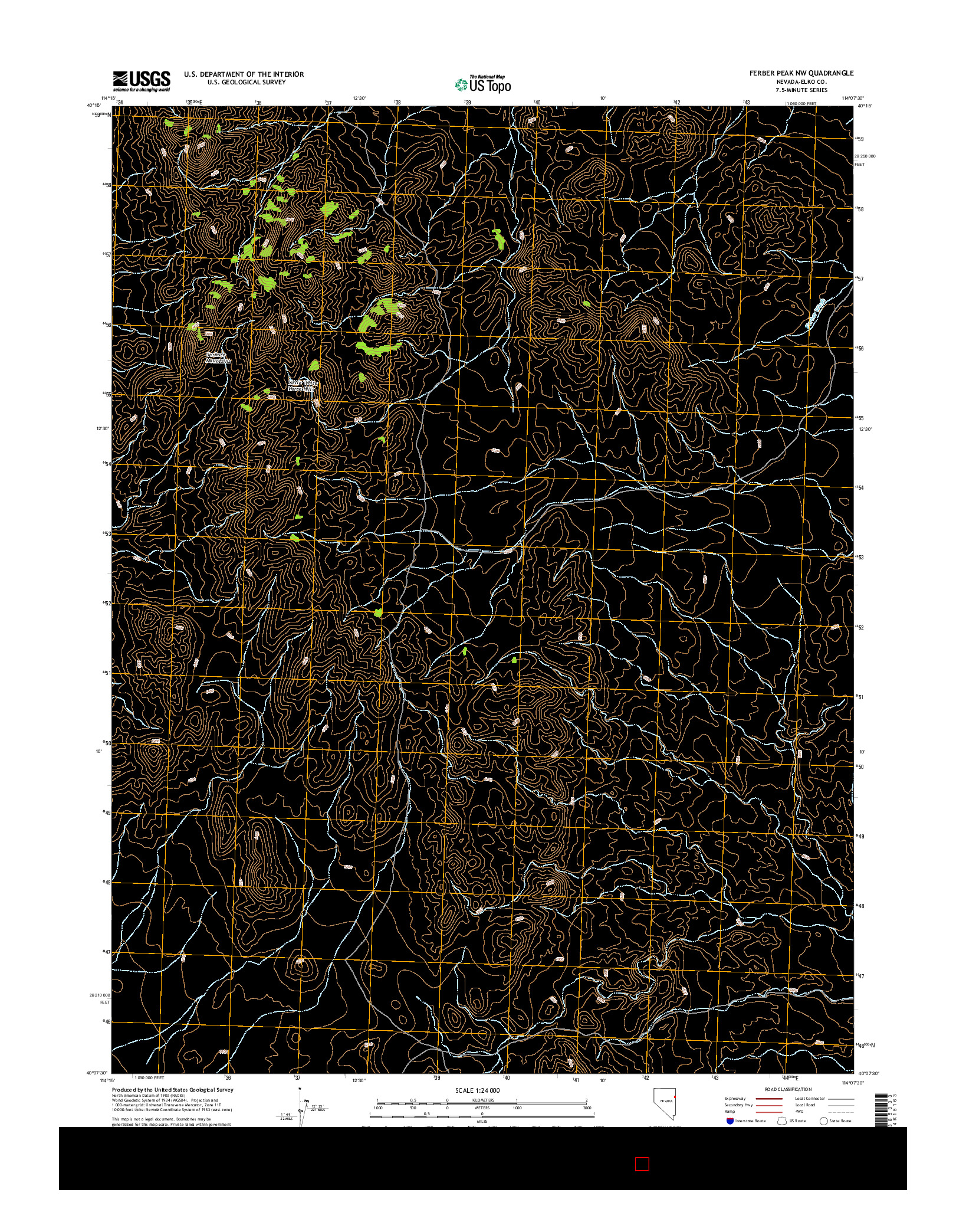 USGS US TOPO 7.5-MINUTE MAP FOR FERBER PEAK NW, NV 2015