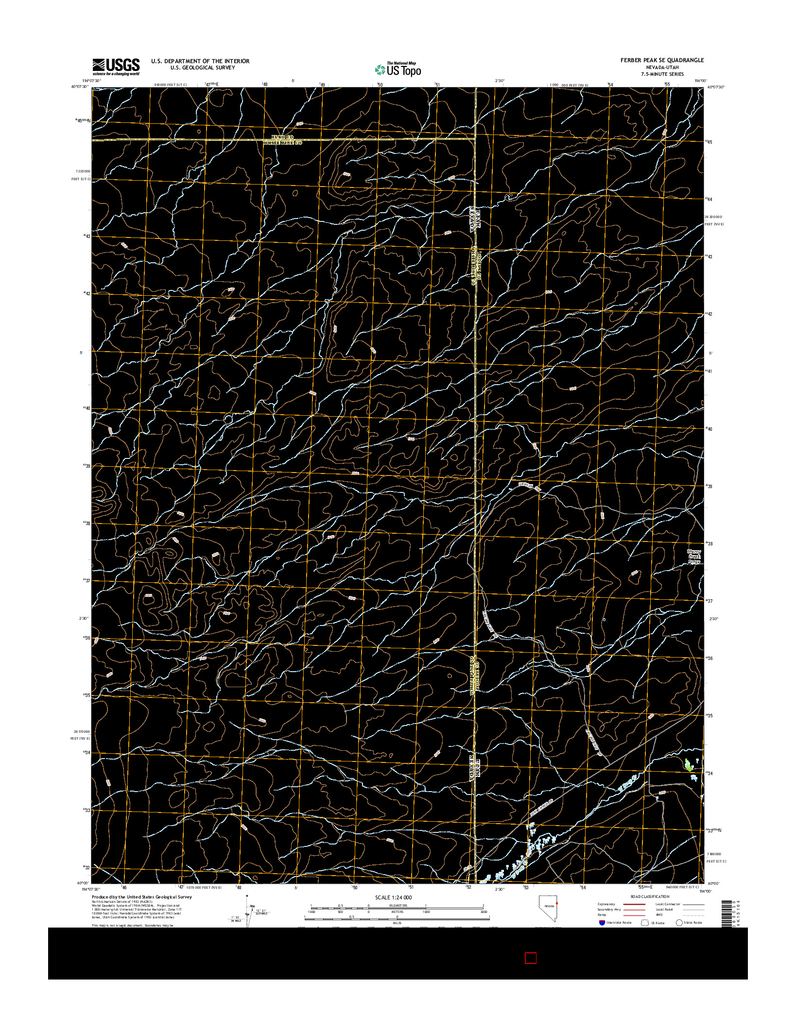USGS US TOPO 7.5-MINUTE MAP FOR FERBER PEAK SE, NV-UT 2015
