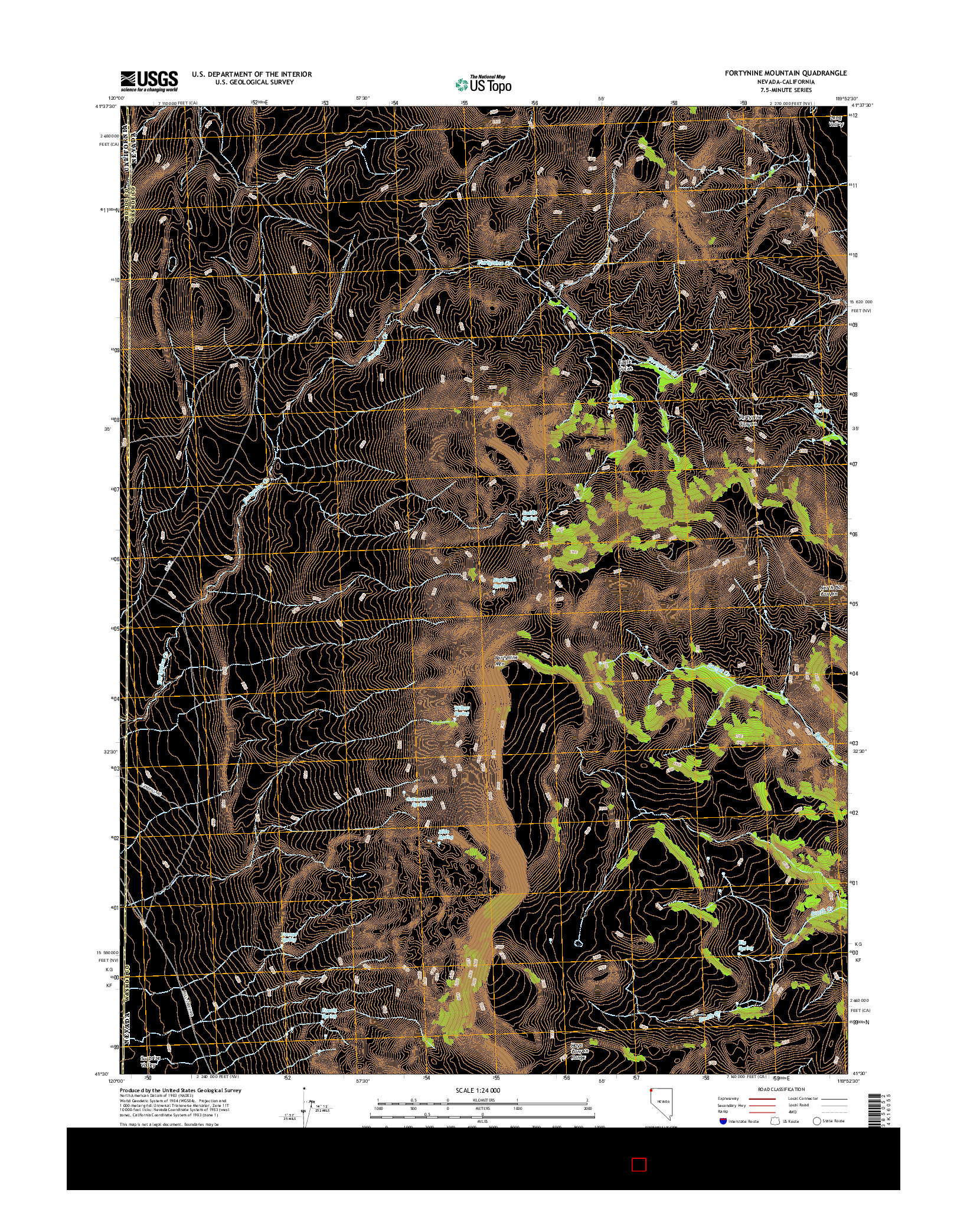 USGS US TOPO 7.5-MINUTE MAP FOR FORTYNINE MOUNTAIN, NV-CA 2015