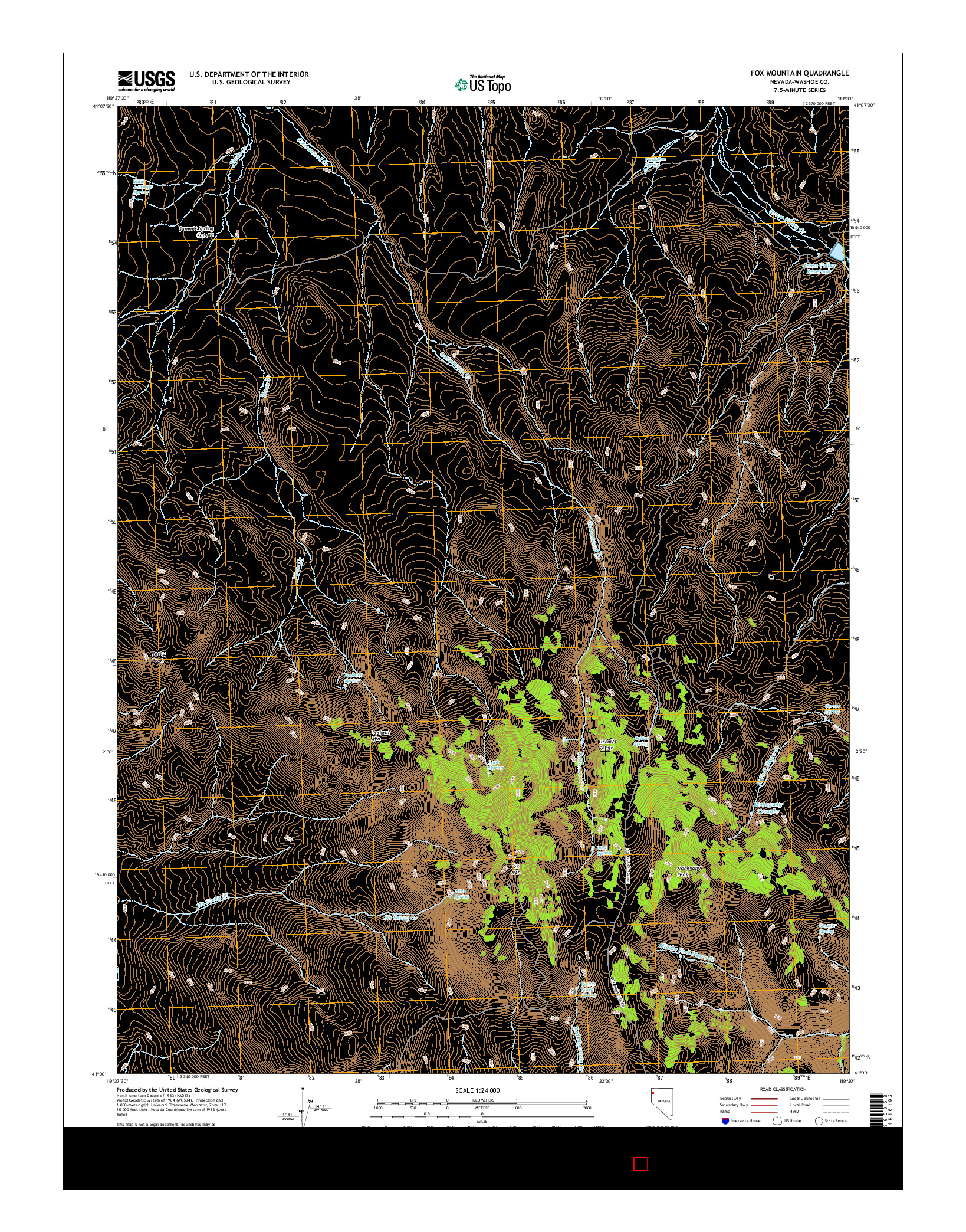 USGS US TOPO 7.5-MINUTE MAP FOR FOX MOUNTAIN, NV 2015