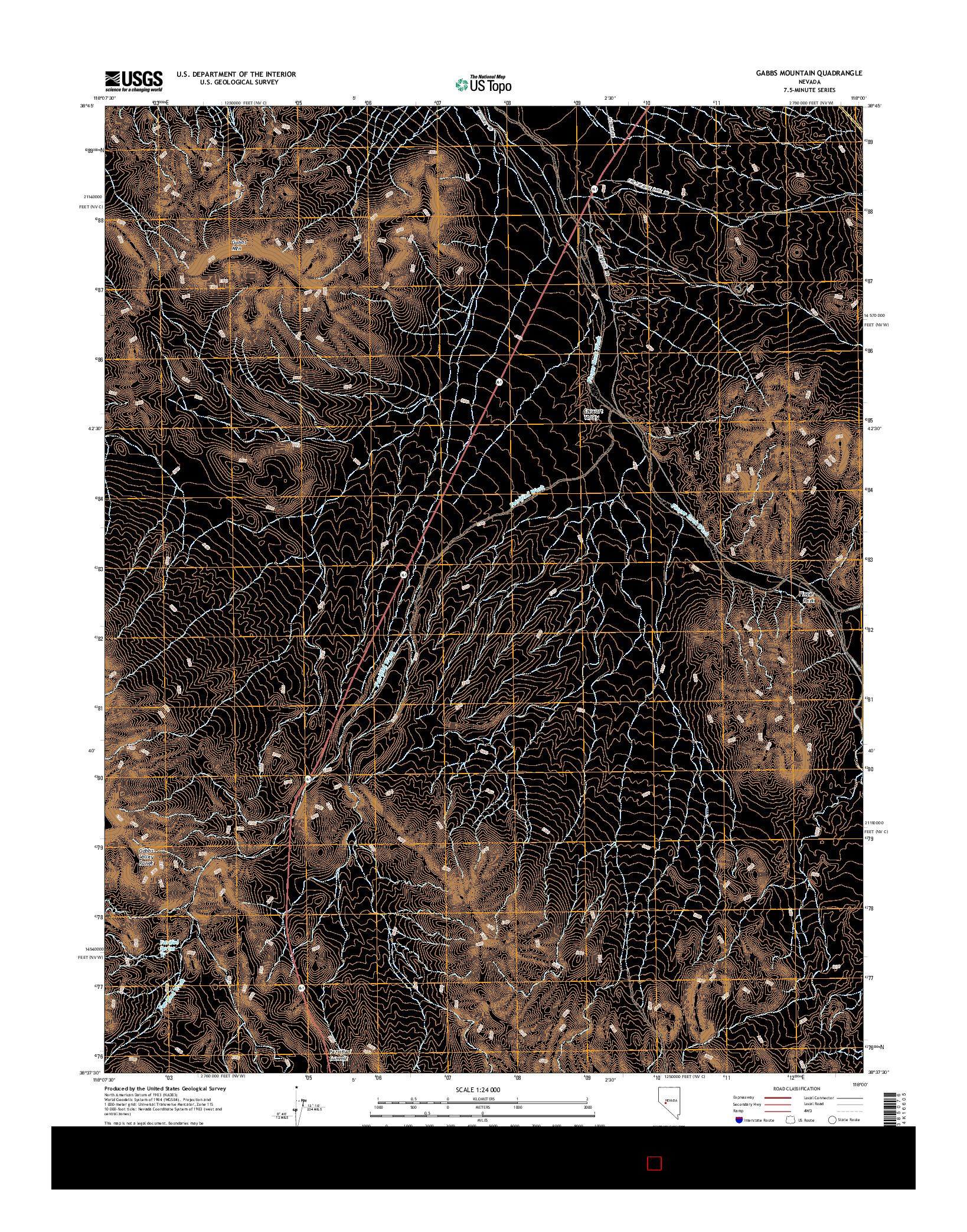 USGS US TOPO 7.5-MINUTE MAP FOR GABBS MOUNTAIN, NV 2015