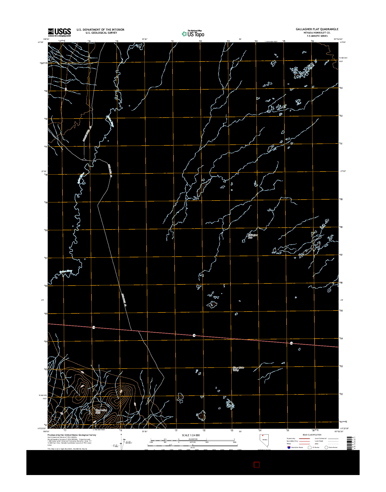 USGS US TOPO 7.5-MINUTE MAP FOR GALLAGHER FLAT, NV 2015