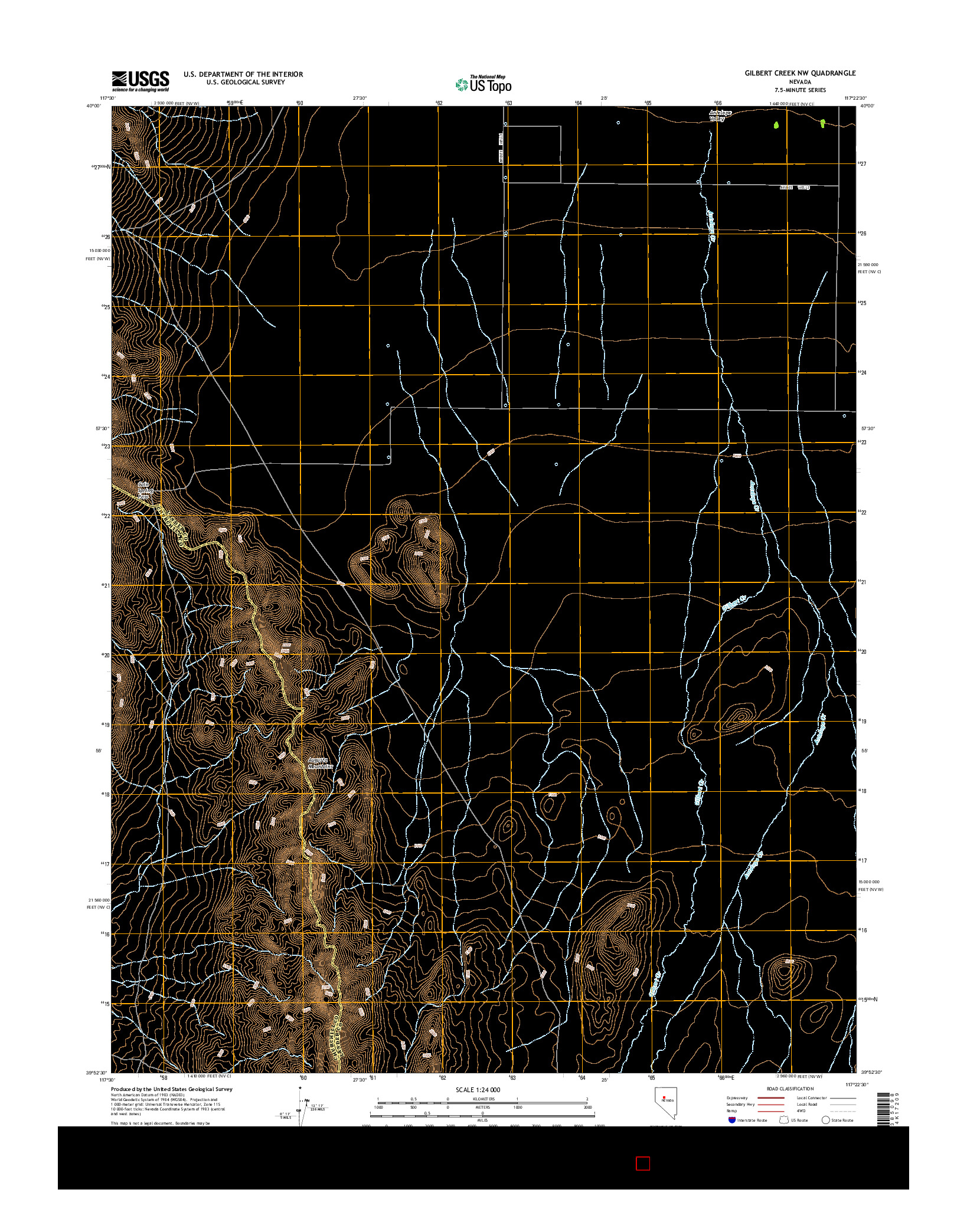 USGS US TOPO 7.5-MINUTE MAP FOR GILBERT CREEK NW, NV 2015