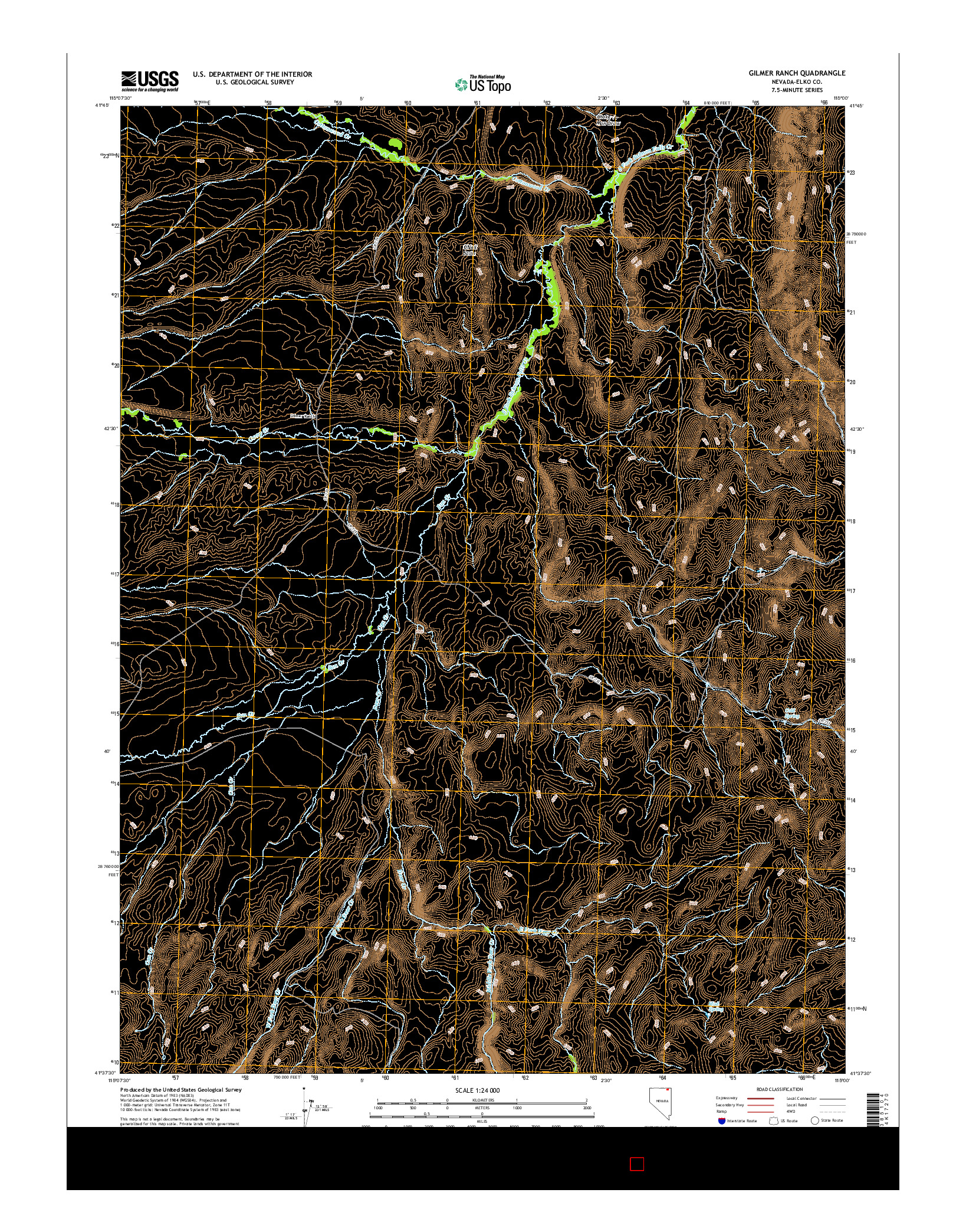 USGS US TOPO 7.5-MINUTE MAP FOR GILMER RANCH, NV 2015