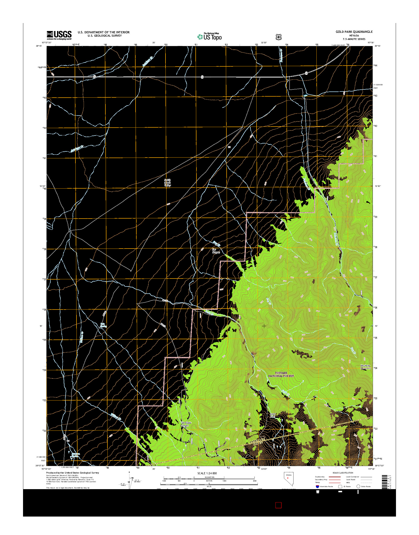 USGS US TOPO 7.5-MINUTE MAP FOR GOLD PARK, NV 2015