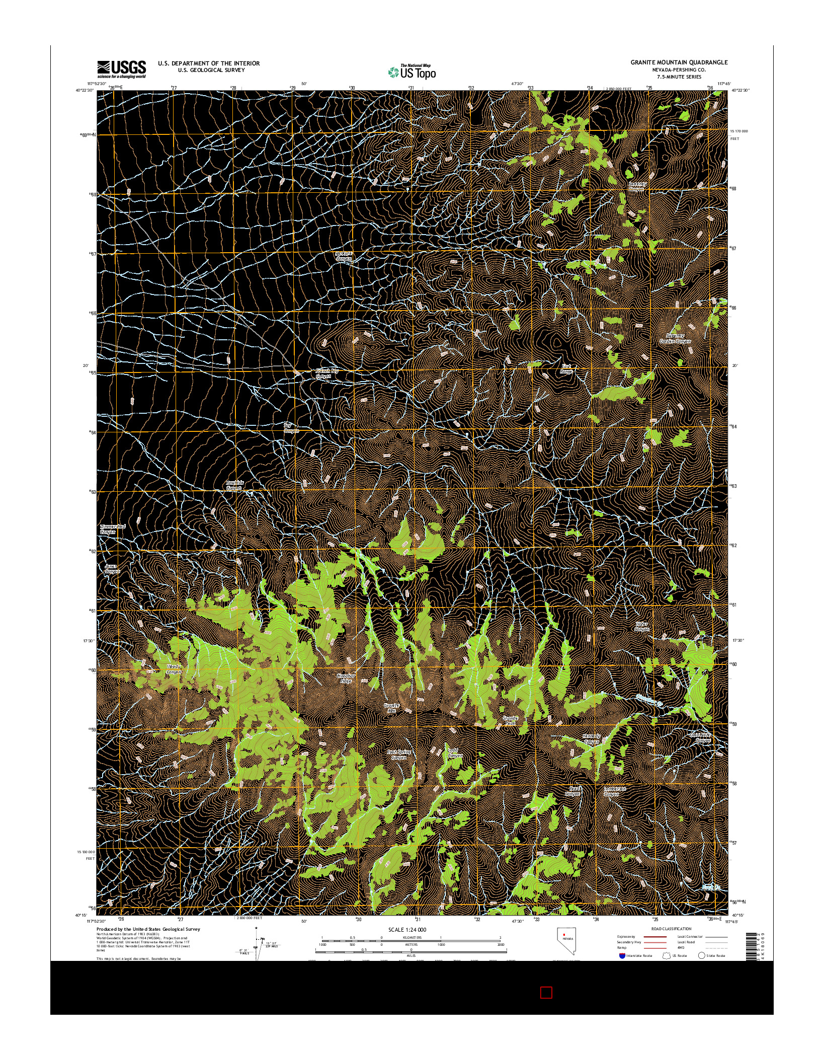USGS US TOPO 7.5-MINUTE MAP FOR GRANITE MOUNTAIN, NV 2015