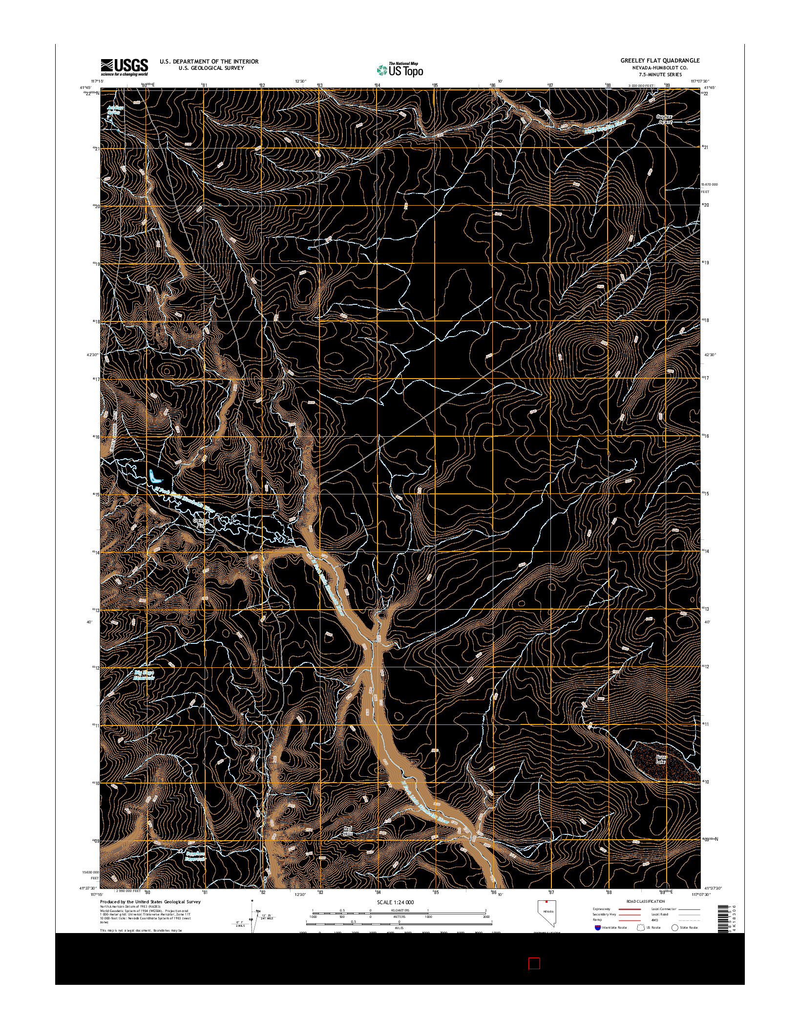 USGS US TOPO 7.5-MINUTE MAP FOR GREELEY FLAT, NV 2015