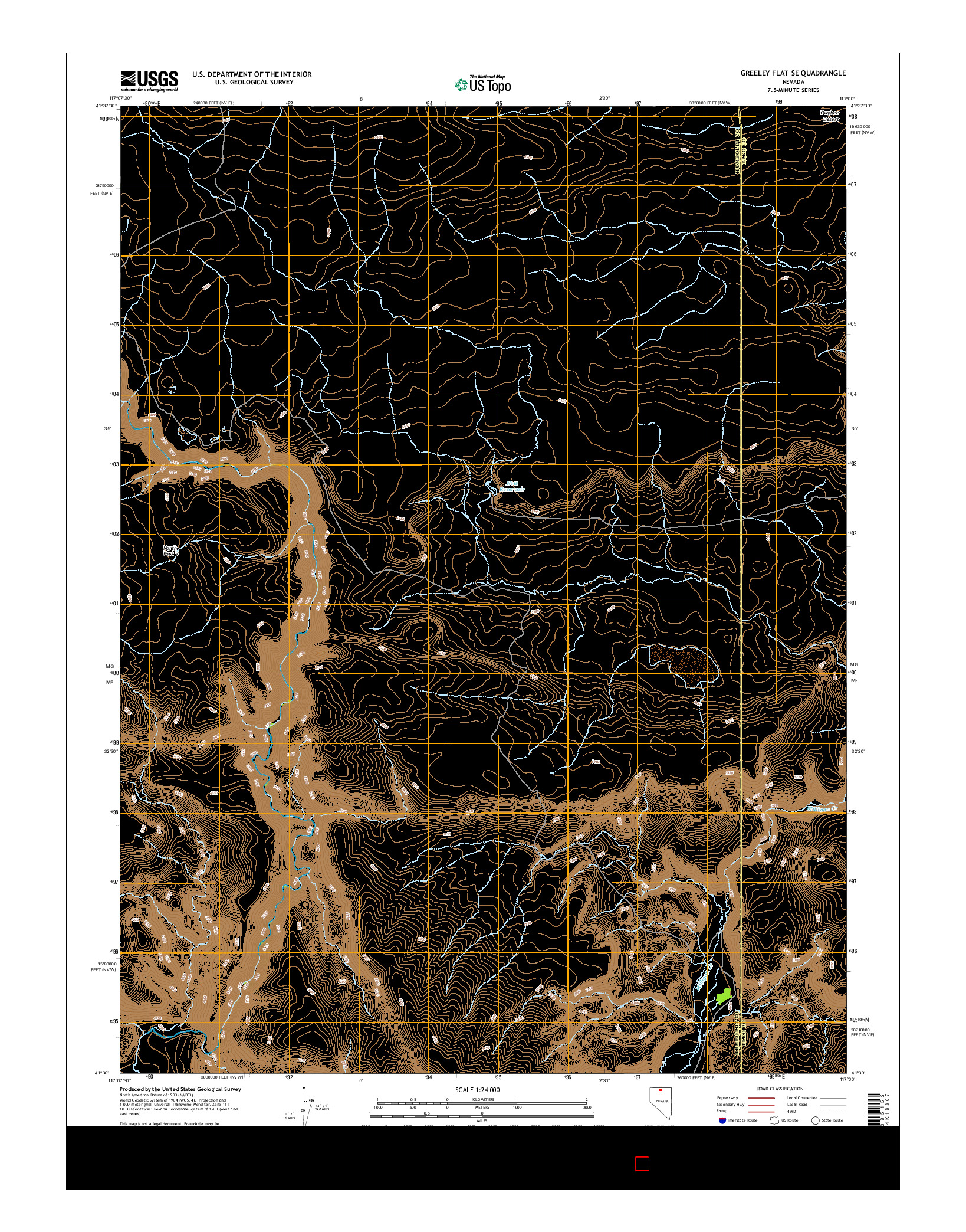 USGS US TOPO 7.5-MINUTE MAP FOR GREELEY FLAT SE, NV 2015