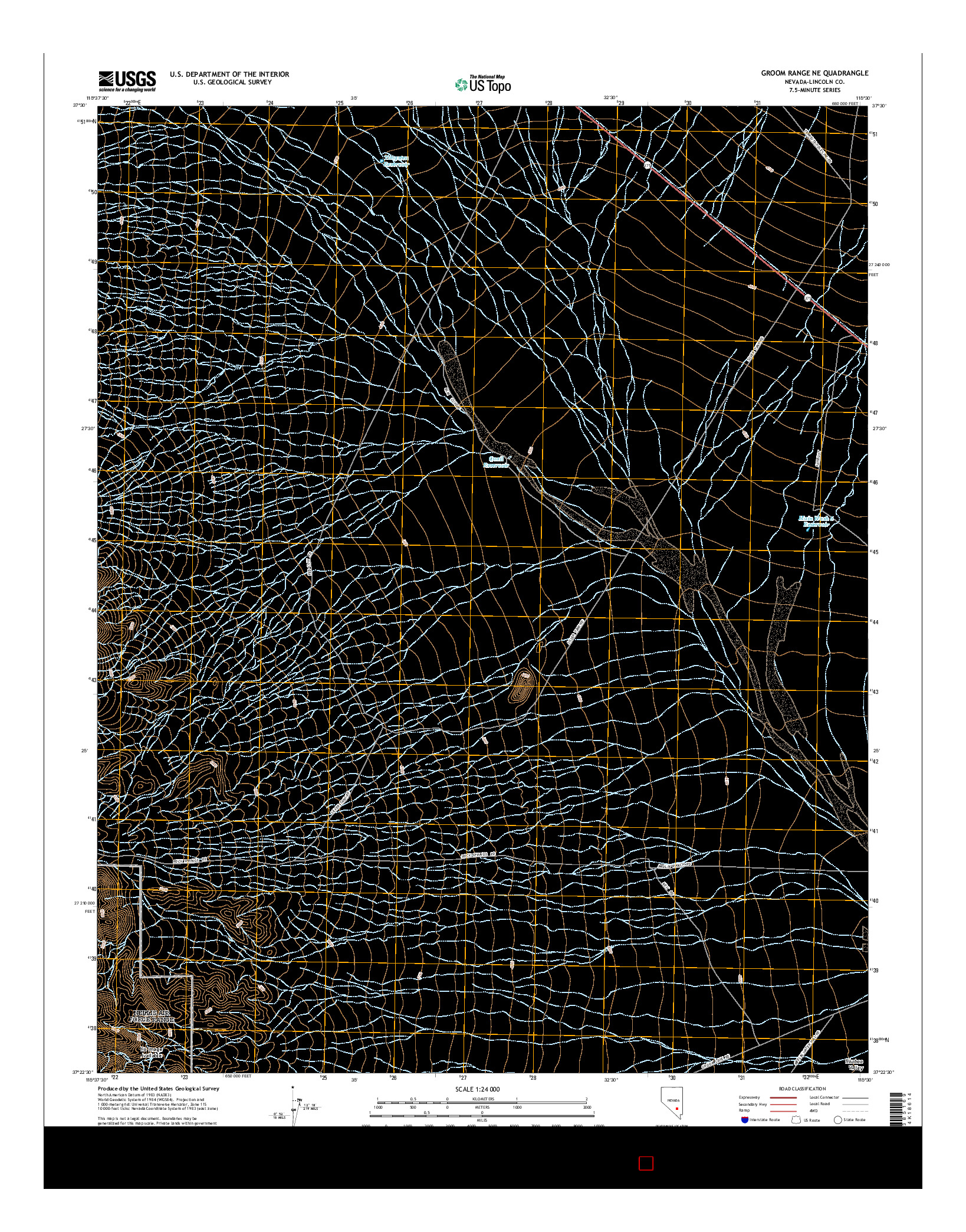 USGS US TOPO 7.5-MINUTE MAP FOR GROOM RANGE NE, NV 2015