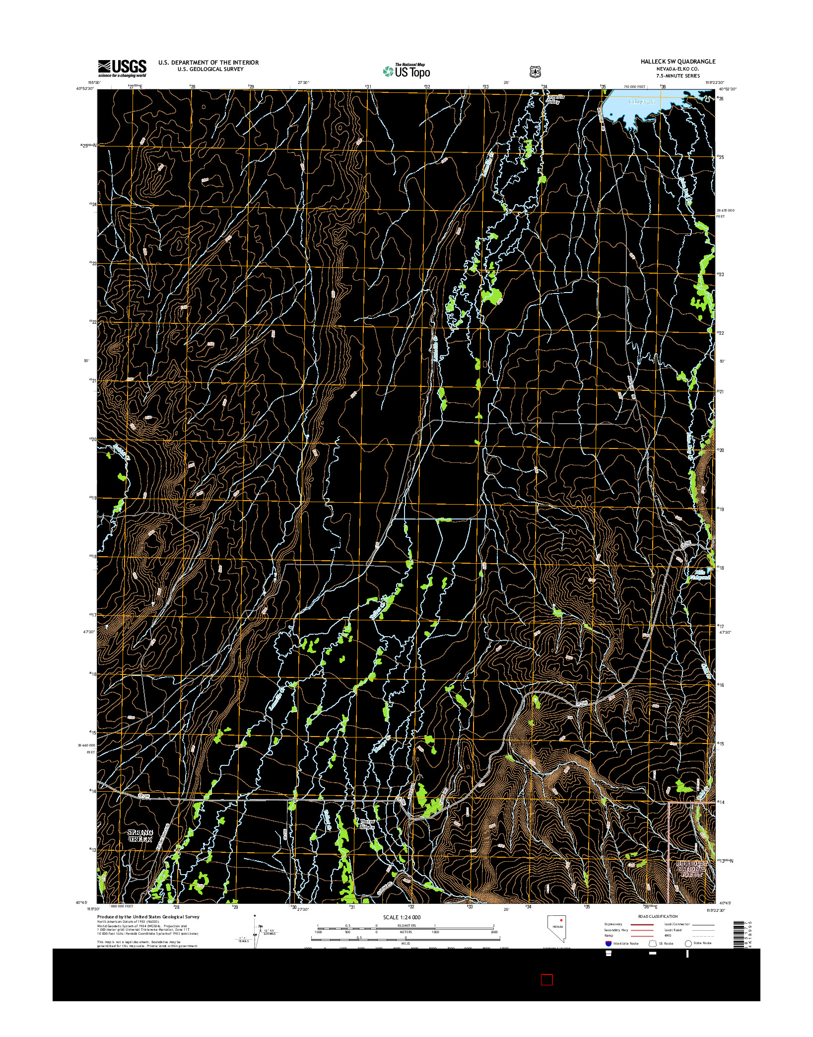 USGS US TOPO 7.5-MINUTE MAP FOR HALLECK SW, NV 2015