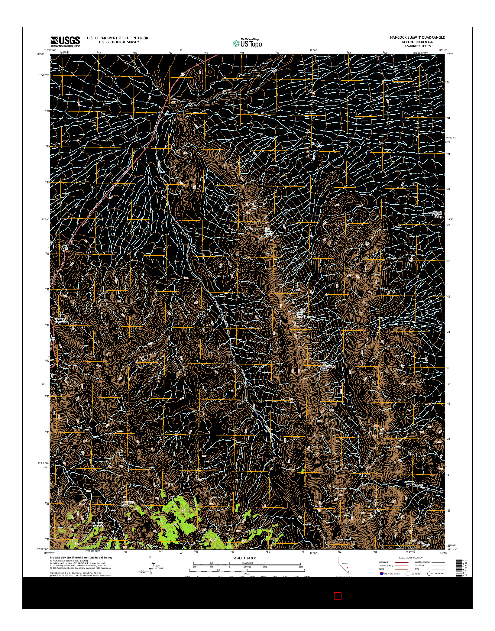 USGS US TOPO 7.5-MINUTE MAP FOR HANCOCK SUMMIT, NV 2015