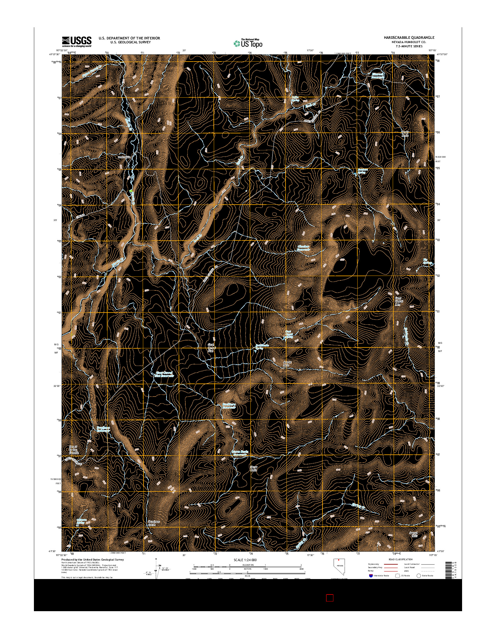 USGS US TOPO 7.5-MINUTE MAP FOR HARDSCRABBLE, NV 2015