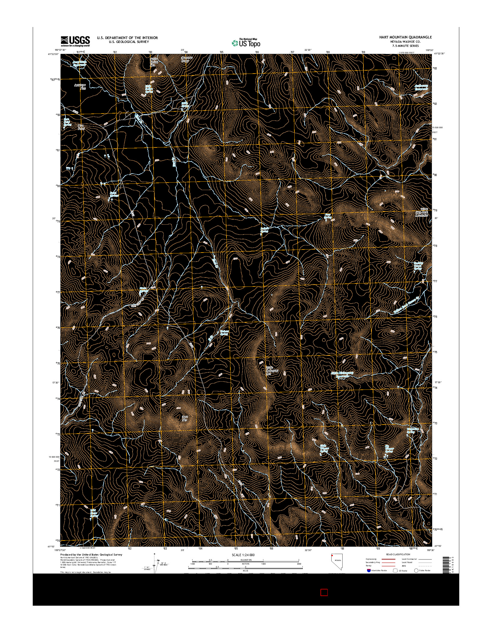 USGS US TOPO 7.5-MINUTE MAP FOR HART MOUNTAIN, NV 2015