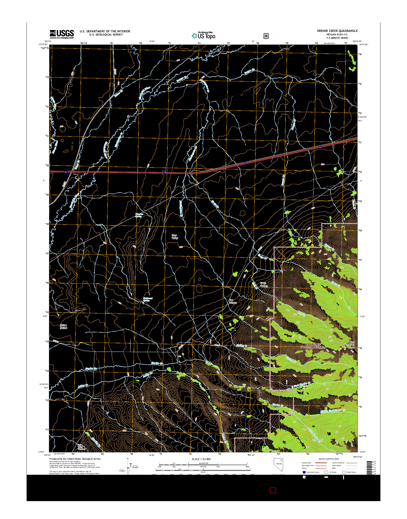 USGS US TOPO 7.5-MINUTE MAP FOR HERDER CREEK, NV 2015