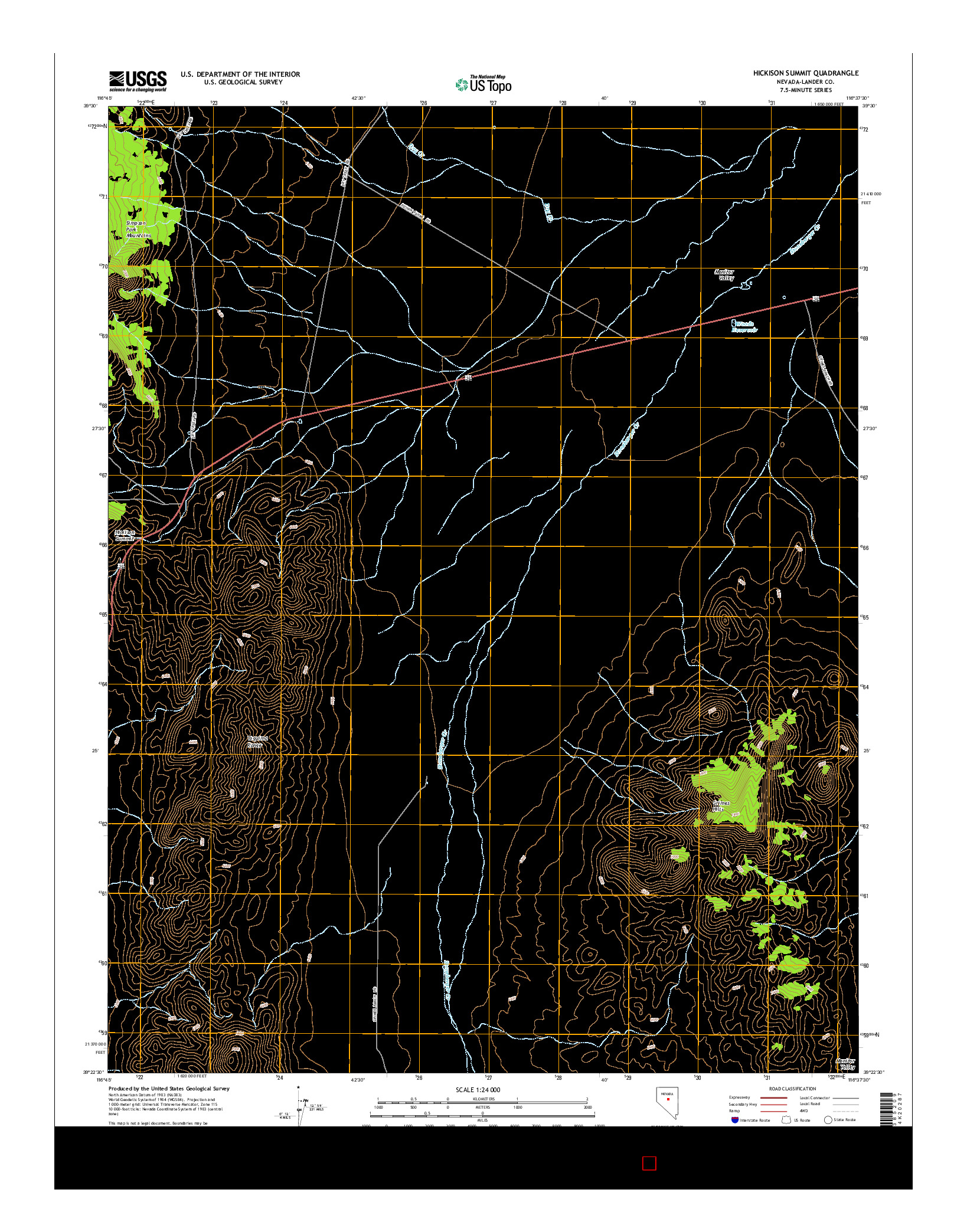 USGS US TOPO 7.5-MINUTE MAP FOR HICKISON SUMMIT, NV 2015