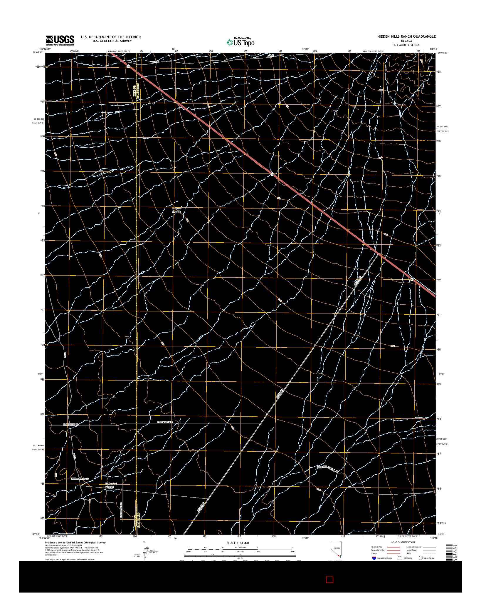 USGS US TOPO 7.5-MINUTE MAP FOR HIDDEN HILLS RANCH, NV 2015