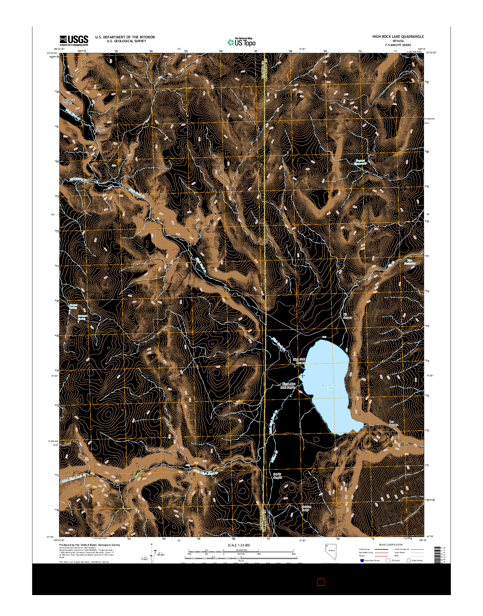 USGS US TOPO 7.5-MINUTE MAP FOR HIGH ROCK LAKE, NV 2015