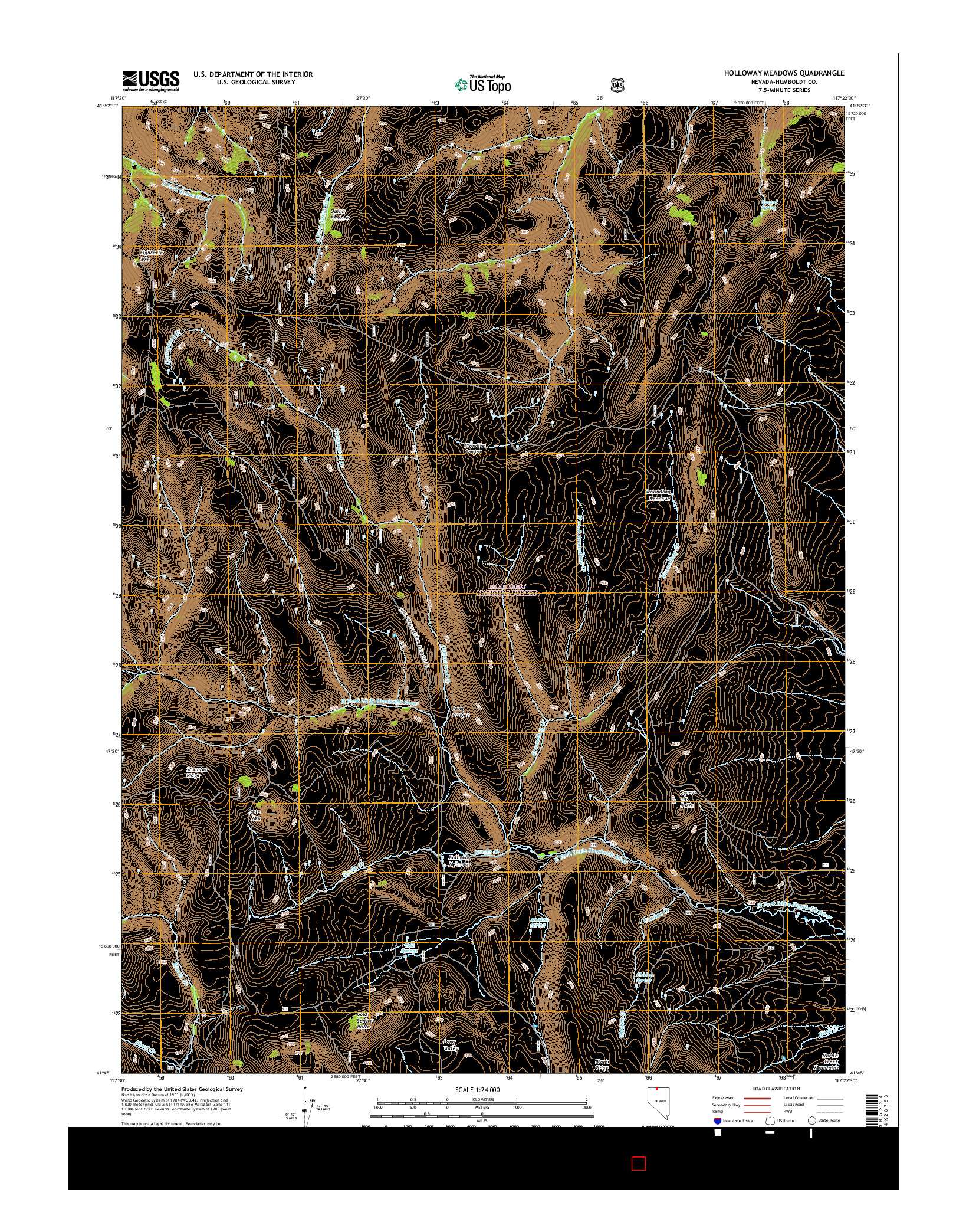 USGS US TOPO 7.5-MINUTE MAP FOR HOLLOWAY MEADOWS, NV 2015