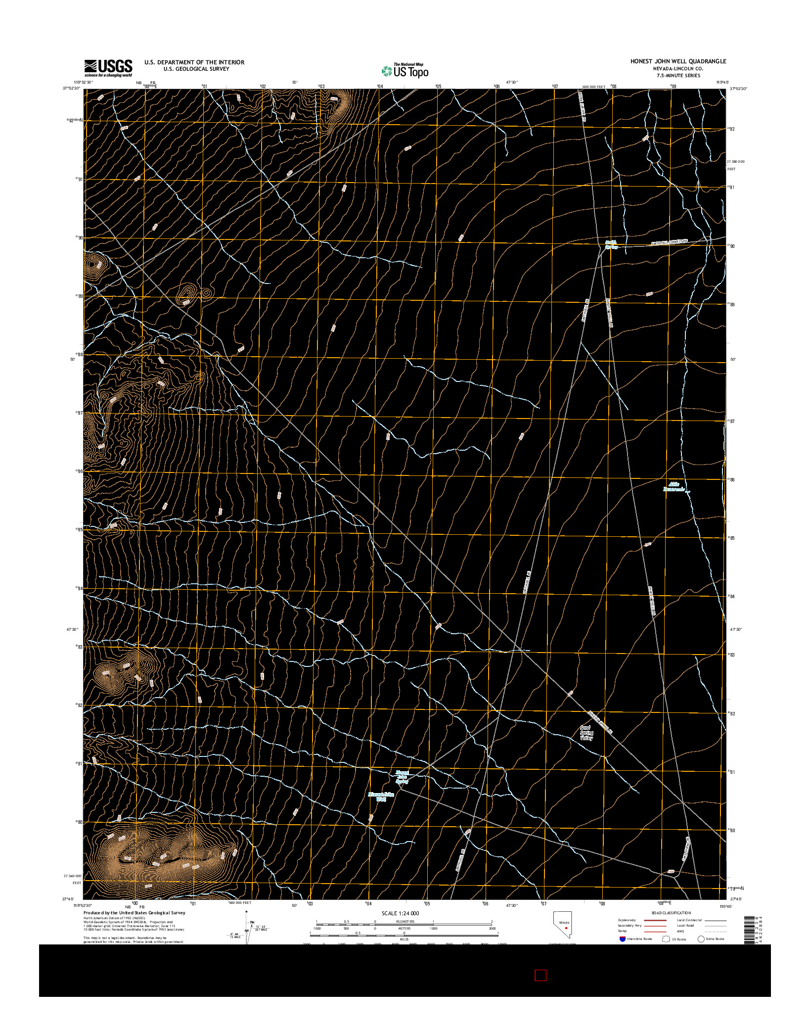 USGS US TOPO 7.5-MINUTE MAP FOR HONEST JOHN WELL, NV 2015