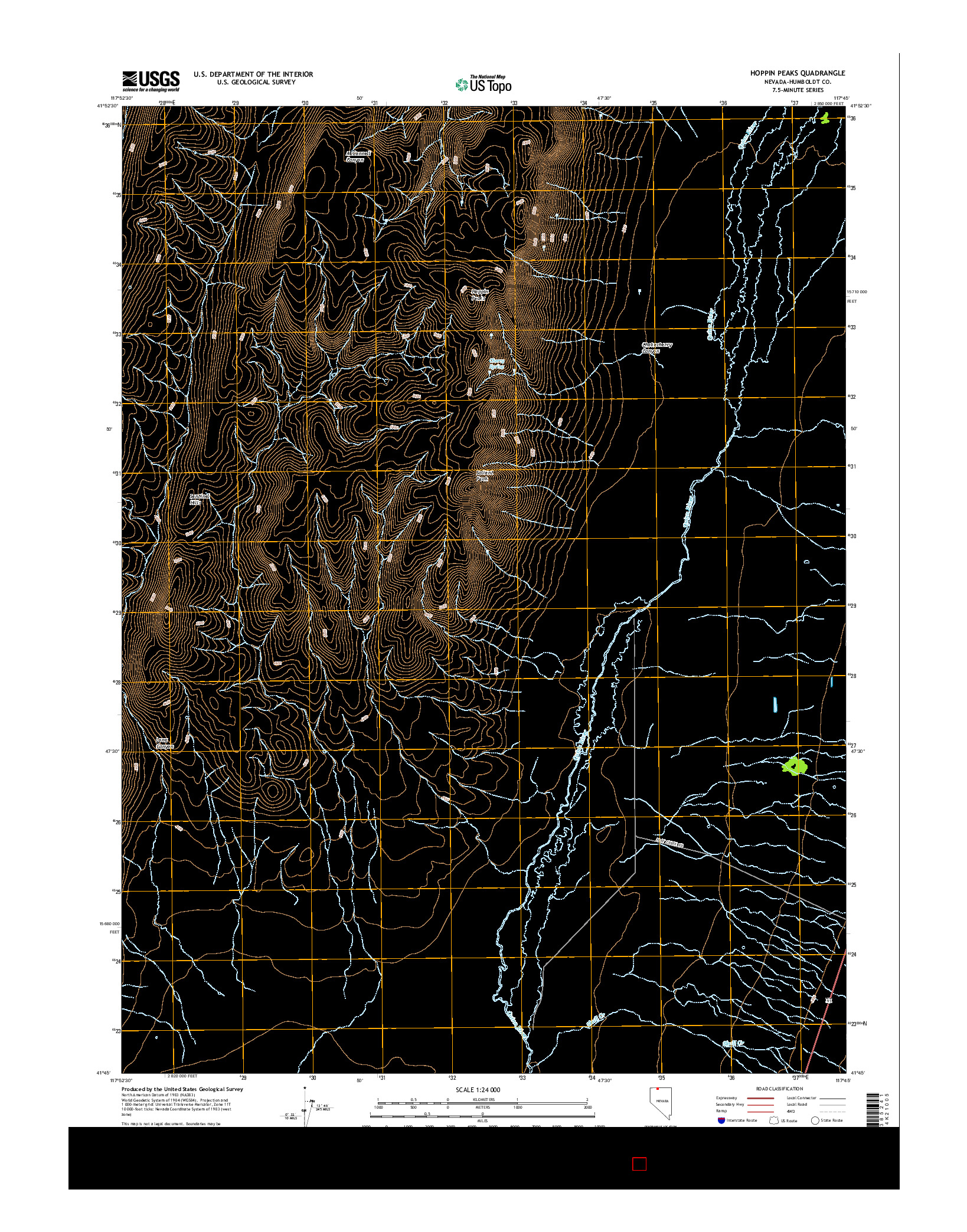 USGS US TOPO 7.5-MINUTE MAP FOR HOPPIN PEAKS, NV 2015