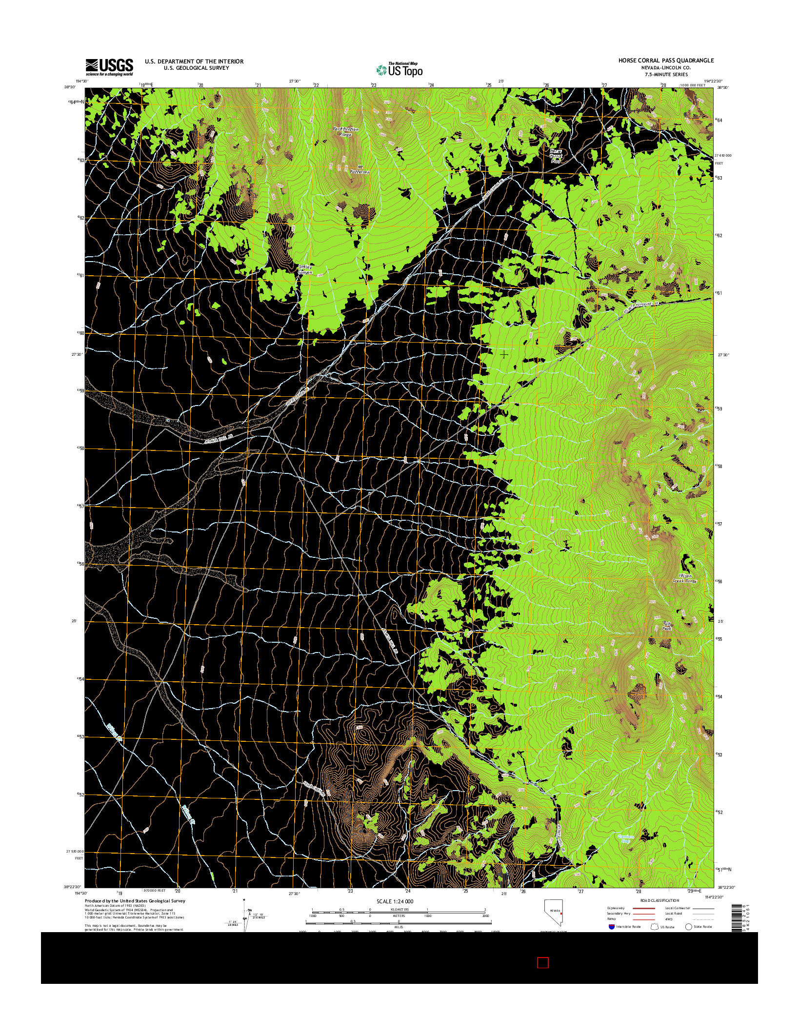 USGS US TOPO 7.5-MINUTE MAP FOR HORSE CORRAL PASS, NV 2015